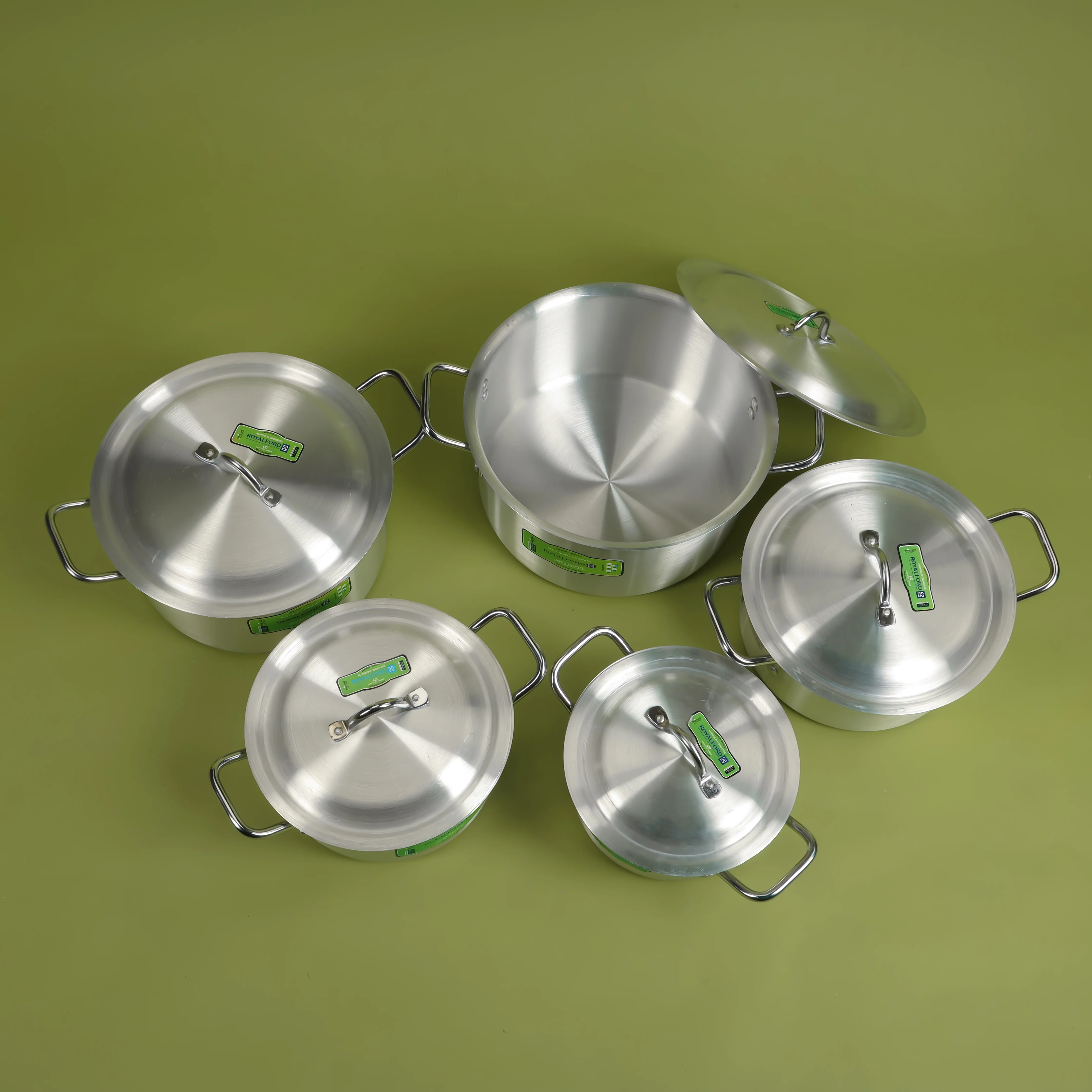 Royalford RF11207 5-Piece Aluminium Cooking Pot Set| steel handles, matching lids and Durable cookware| Compact, 21cm to 31cm sizes for everyday family cooking| - Image 5