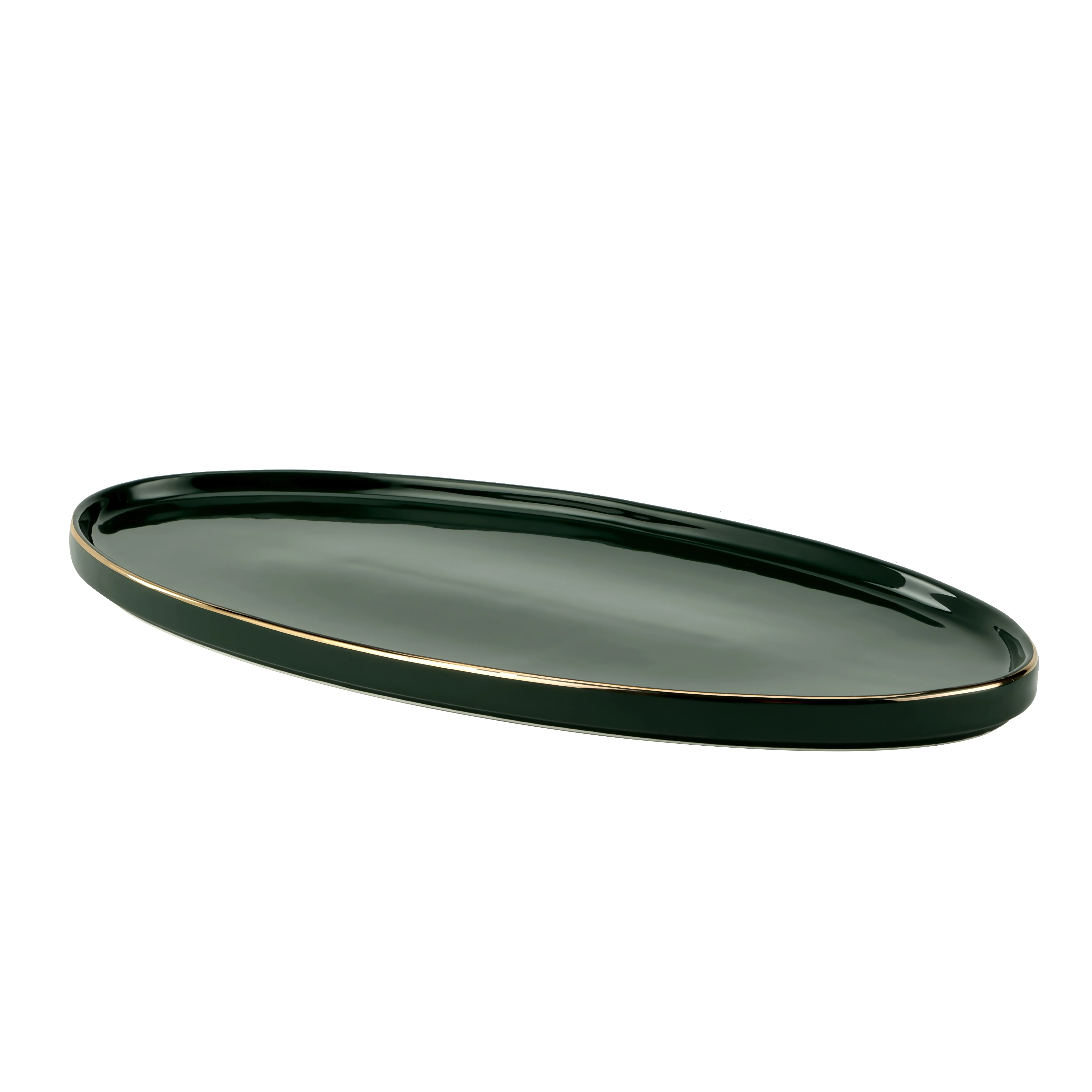 Royalford RF11337 14-Inch Fine Bone Oval Plate| Premium serving platter with elegant royal green finish| durable, dishwasher safe and ideal for everyday dining| - Image 3