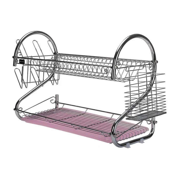 Royalford RF1151DRL 2 Layer Metal Dish Rack - Multi-Purpose Draining Board with Drip Tray, Durable and Easy to Assemble | Wall Hanging Dish Rack with Plastic Drip Tray - Image 4