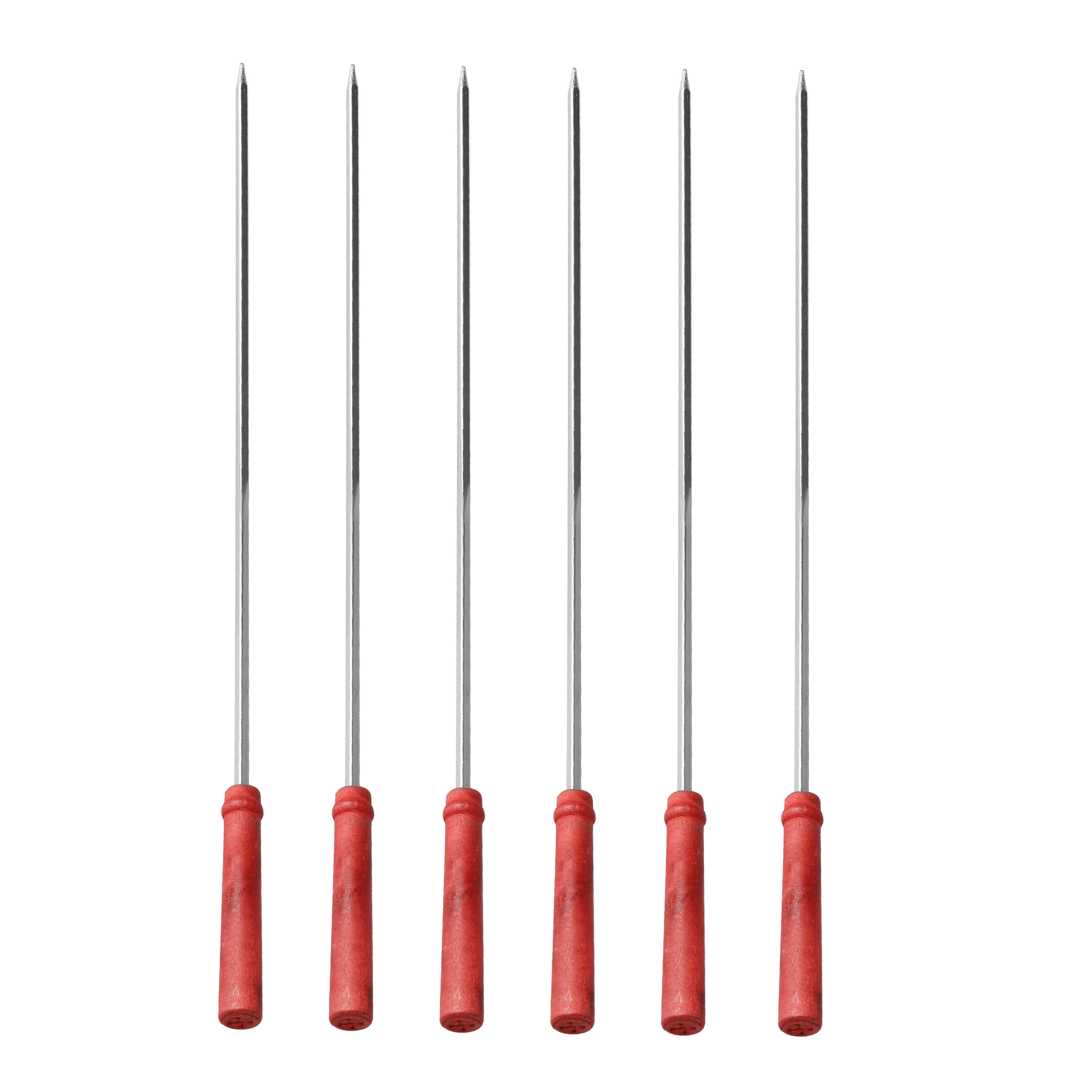Royalford RF11680 BBQ Square Skewers | 6PCS Stainless Steel 60cm Heavy Duty Grilling Skewer Set | Heat Resistant Handle for BBQ, Meat & Vegetables Outdoor Grill Cooking