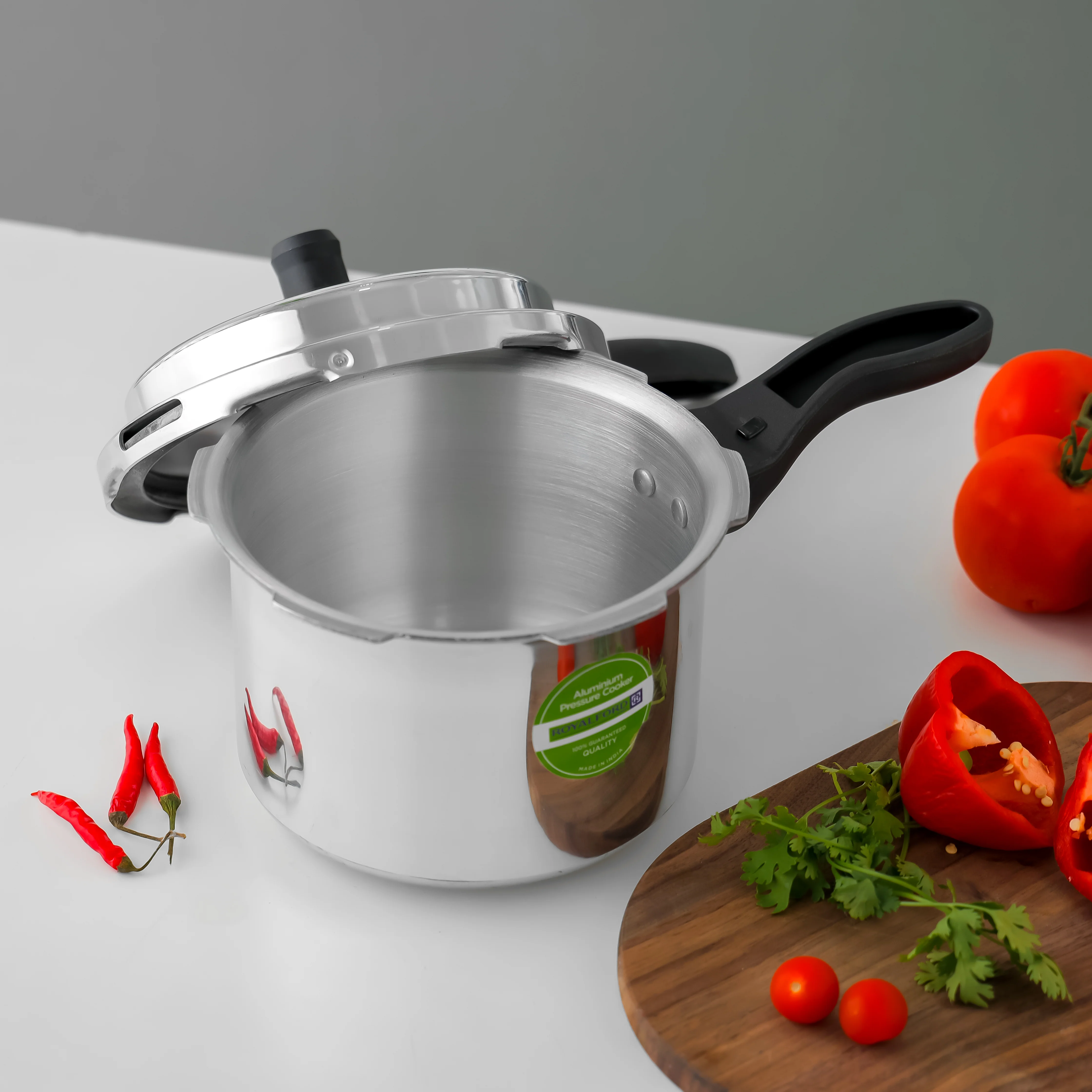 Royalford RF11941NS 3L Aluminium Pressure Cooker| Improved Pressure Regulator & Anti-Implosion Lid| Durable, Stepped Bottom Design and Strong Ergonomic Handle| - Image 5