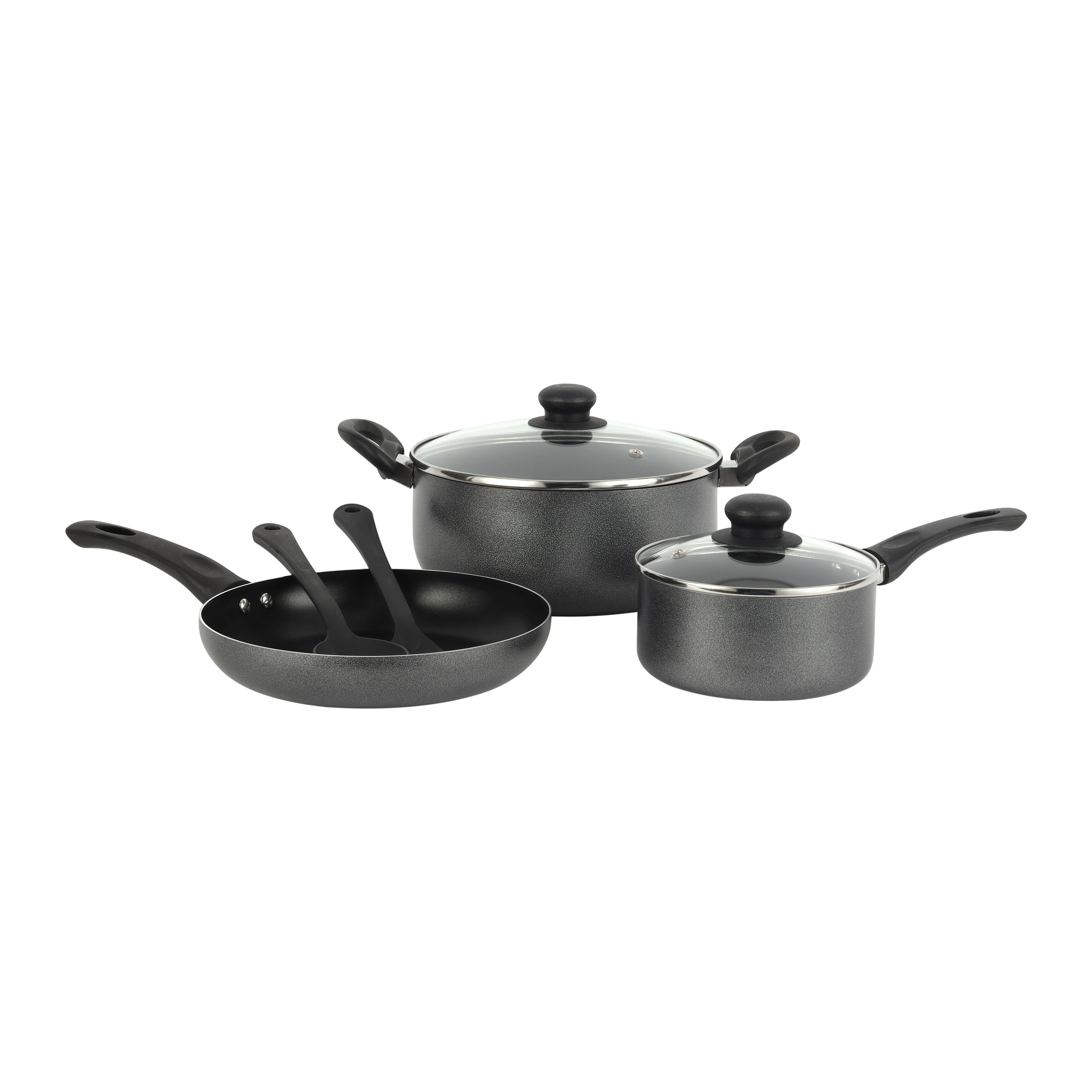 Royalford RF11953 Non-Stick Press Aluminium Cookware Set| 7-Piece, tempered glass lids & durable aluminium body| Durable, frypan, casserole, saucepan & utensils| - Image 5
