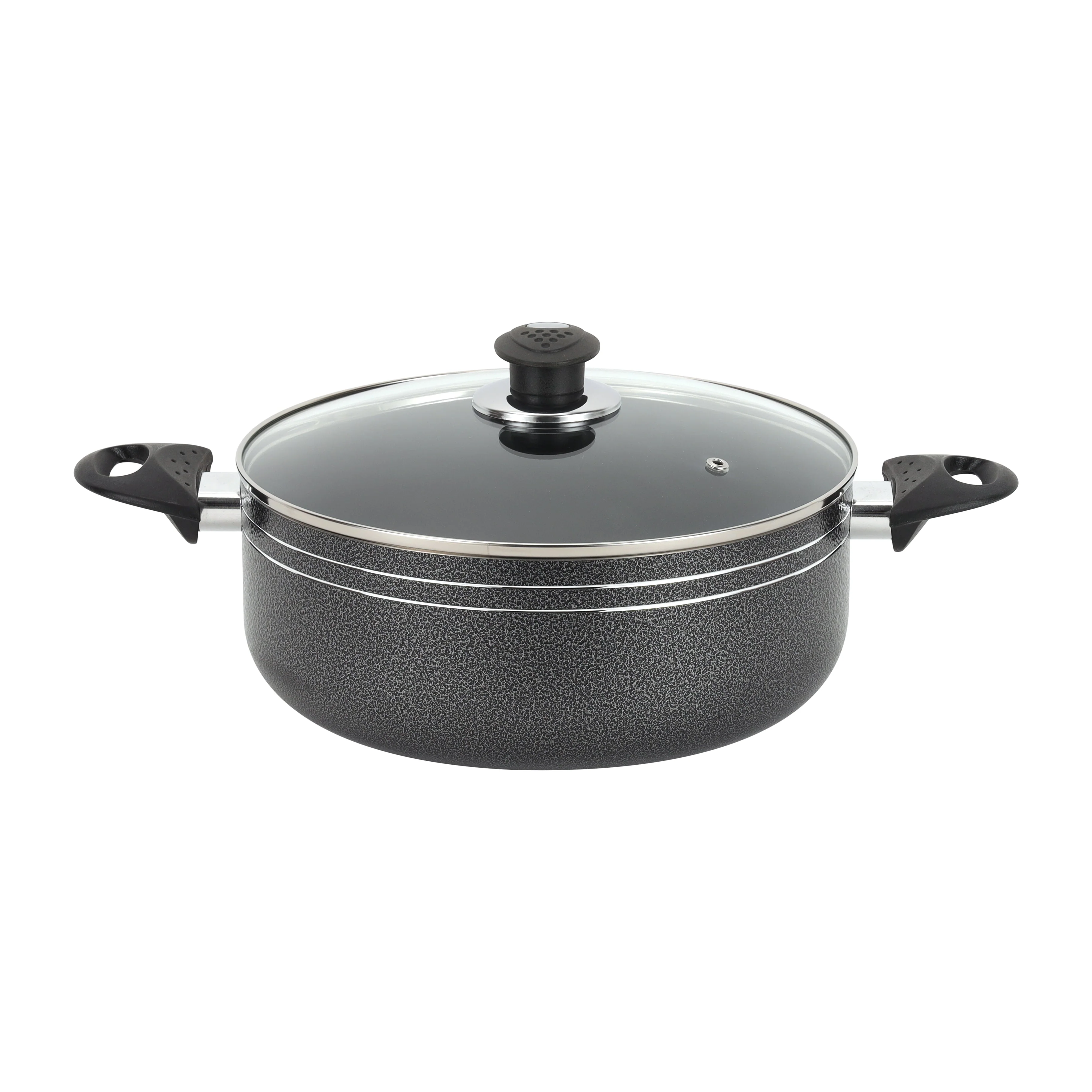 Royalford RF11965 32cm Aluminium Casserole | Non-Stick Coating | Tempered Glass Lid| Strong Bakelite Handles | Heat Resistant Body for Large Capacity Family Cooking - Image 3