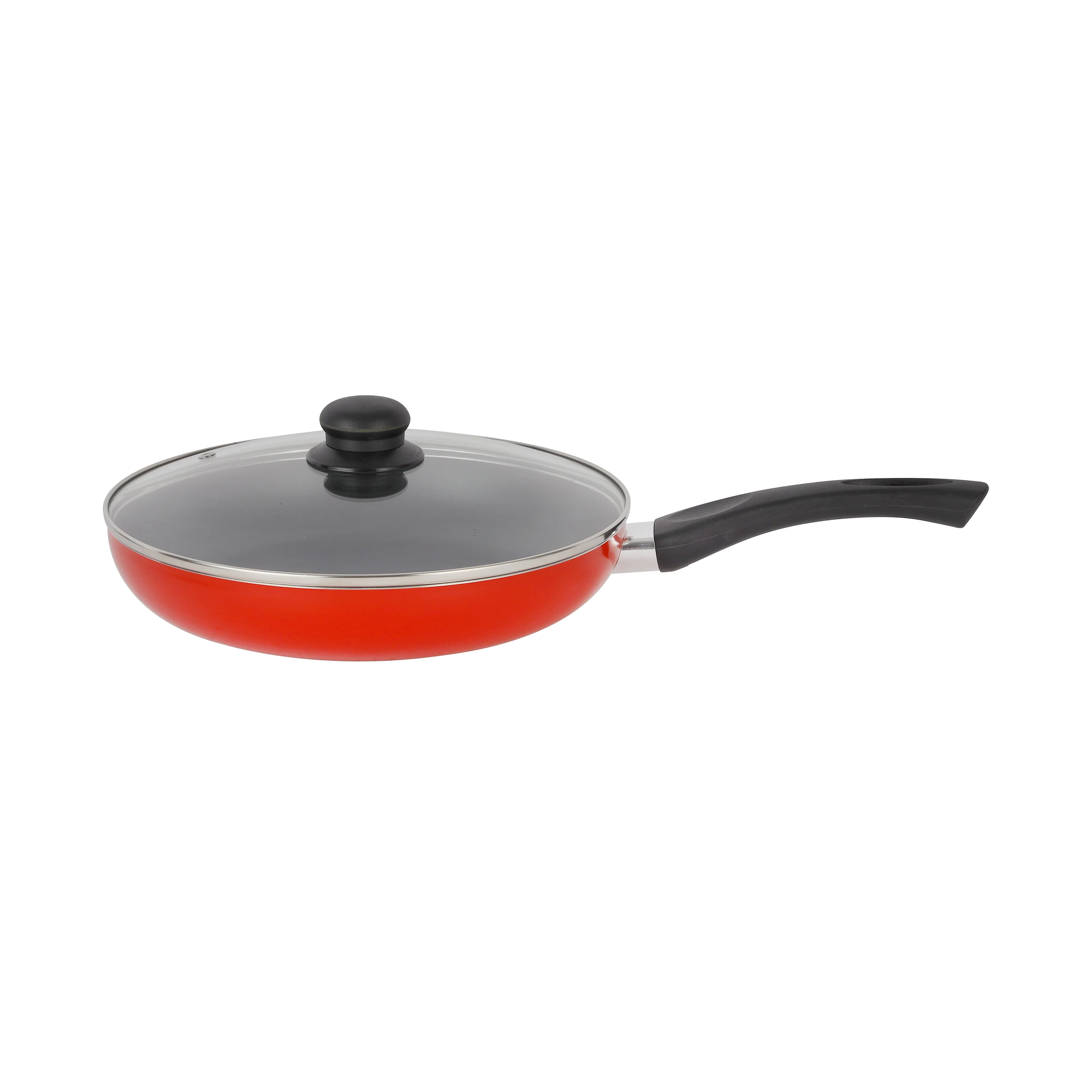 Royalford RF11975 22cm Aluminium Non-Stick Frypan | Tempered Glass Lid | 3 Layer Coating | PTFE & PFOA Free| Even Heat Distribution| Durable Skillet for Everyday Cooking