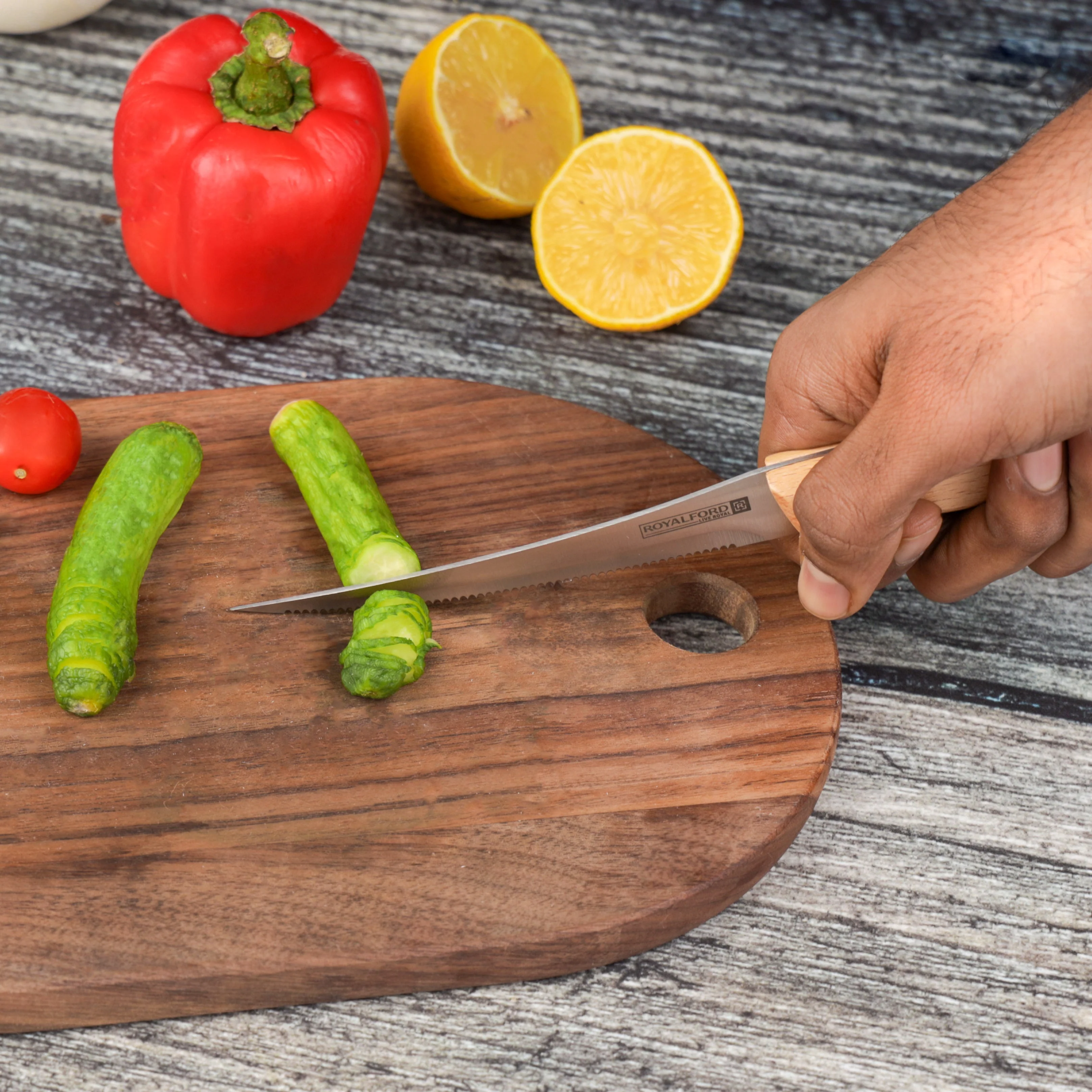 Royalford RF12096 5” fruit knife| extra-sharp stainless steel blade and wooden handle| durable, stain-resistant, perfect for precise cutting, peeling, and slicing tasks| - Image 2
