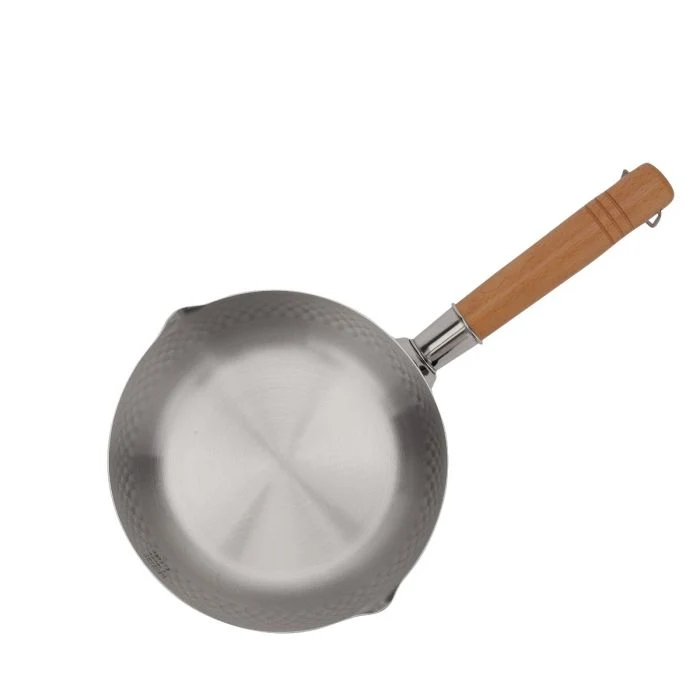 Royalford RF12260 18cm Stainless Steel Snow Pot| wooden handle, dual pouring spouts & hammered finish| Durable, quick even heating & induction compatible design| - Image 5