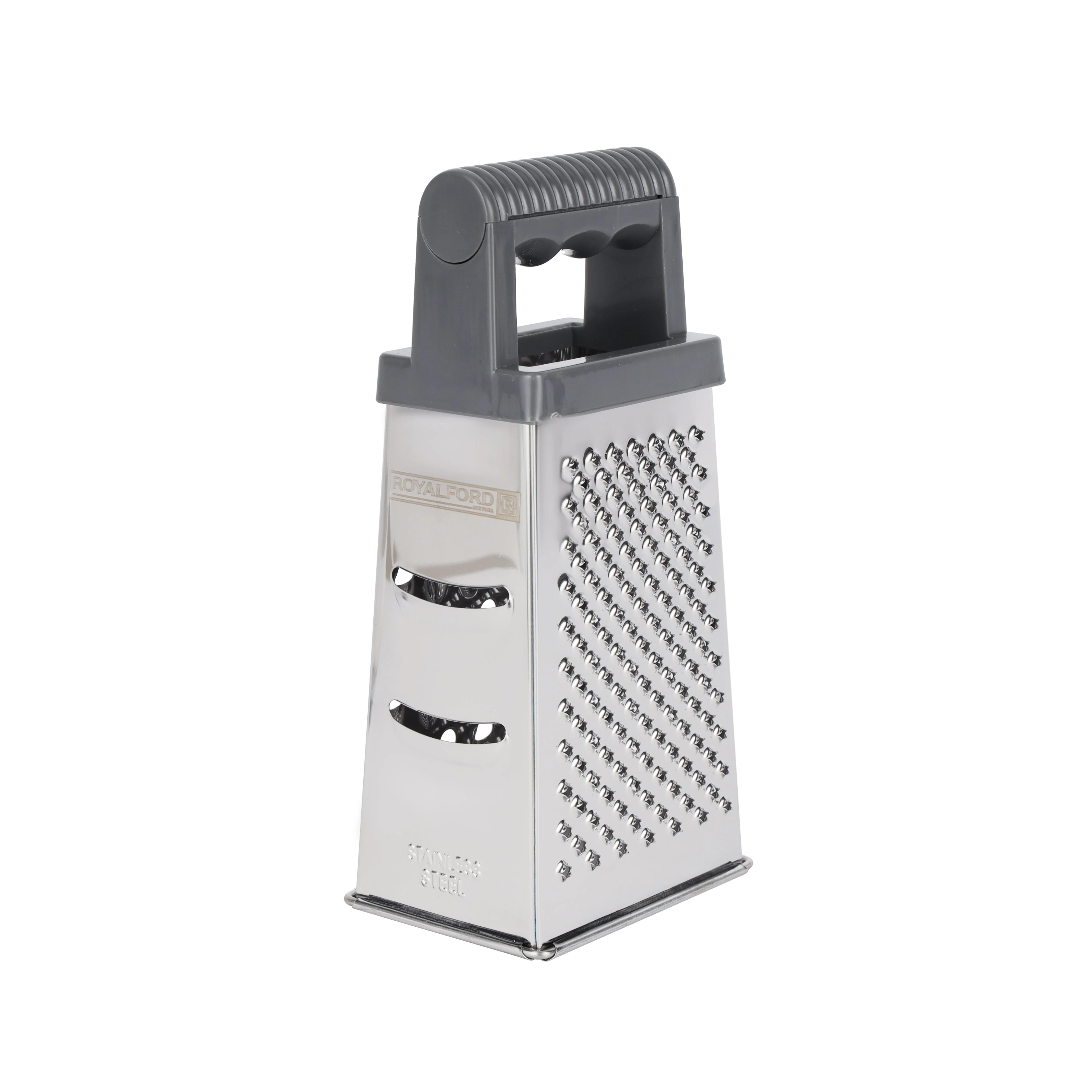Royalford RF12348 4-Sided Grater| stainless steel blades offers 4 cutting styles 7 ergonomic handle| durable box design, ideal for slicing, shredding & grating| - Image 3