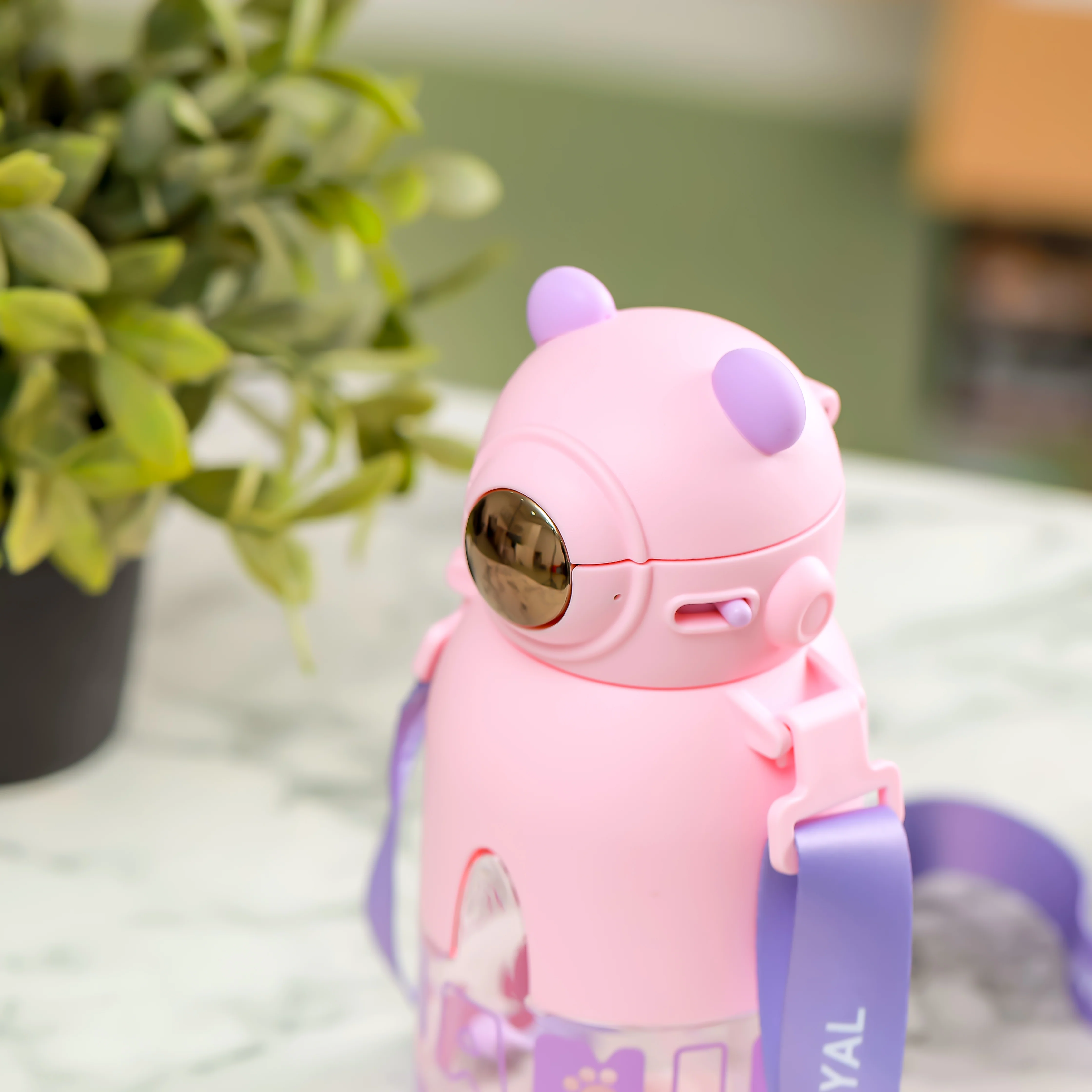 Royalford RF12405 Kids Water Bottle 780ml | BPA-Free | Leak-Proof Cute Bear Design Plastic Water Bottle | Carry Strap Safe Non-Toxic Drinking Bottle for School & Travel - Image 4