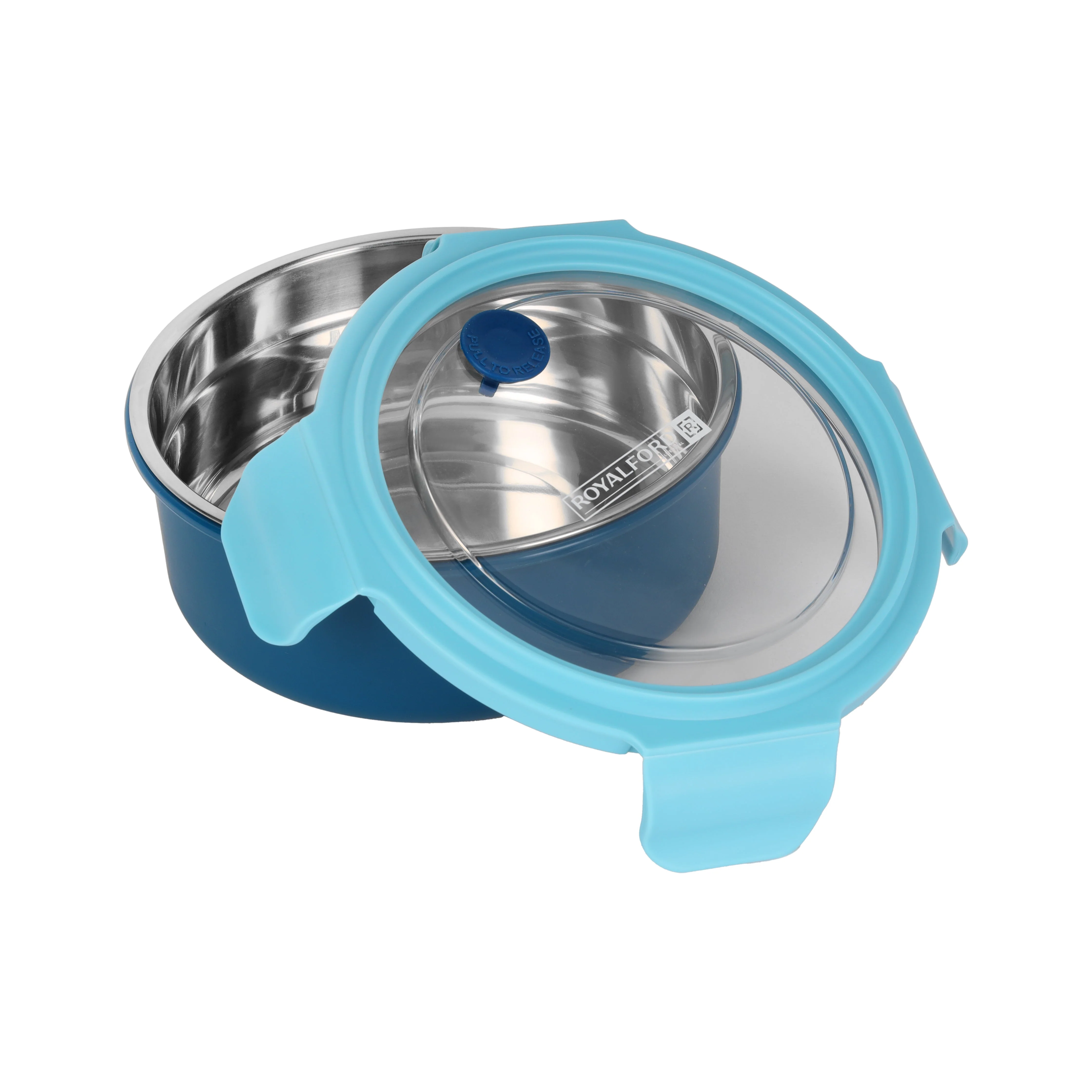 Royalford RF12592 700ML Round Stainless Steel Lunch Box | Leak-Resistant | Secure Locking Lid | Durable PP & Silicone Seal | Ideal for Office, School & Travel Use - Image 2