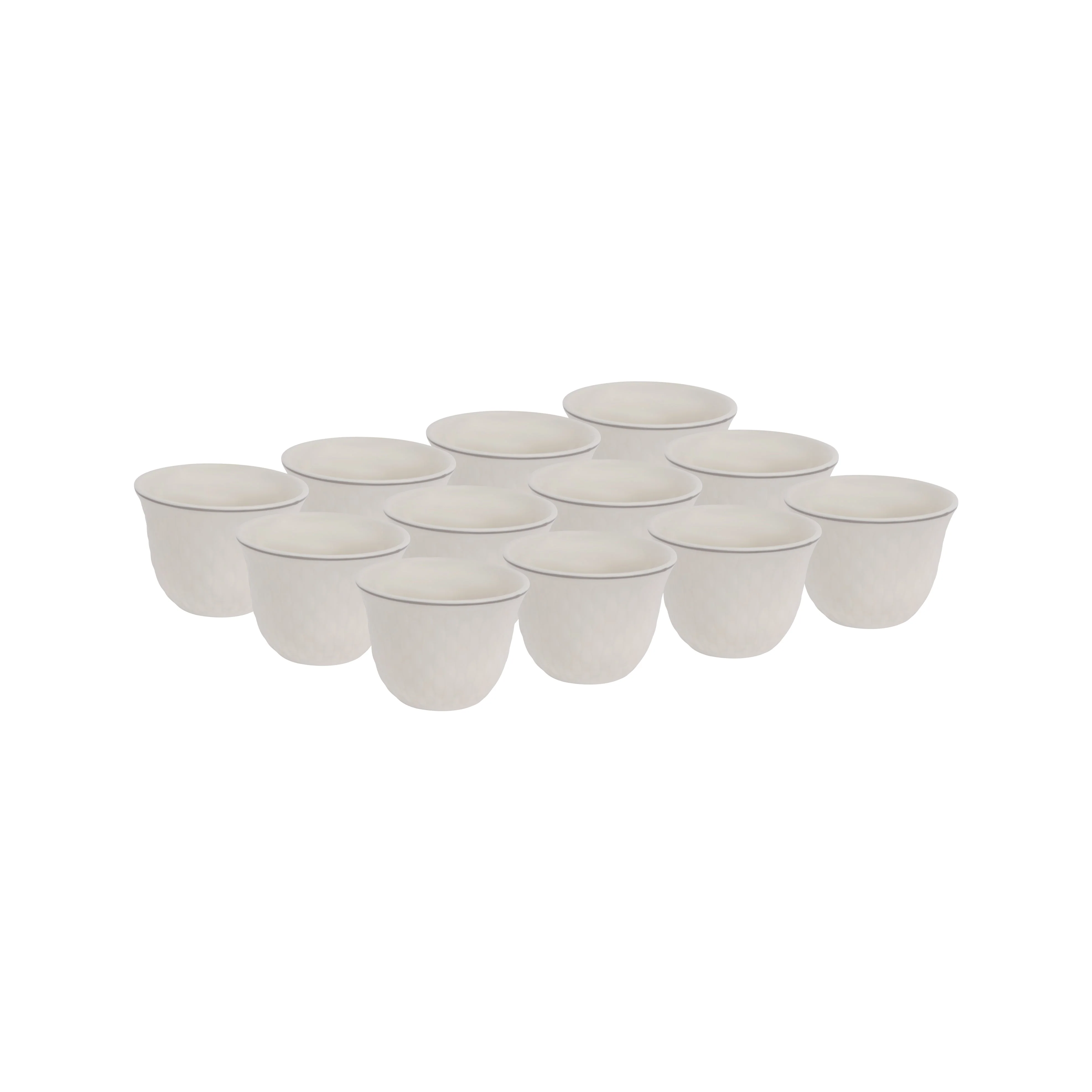 Royalford RF12827 Bone China Cawa Cups 12Pc Set | 80ML White Arabic Coffee & Tea Cups | Lightweight, Chip Resistant, Microwave, Freezer & Dishwasher Safe Tableware