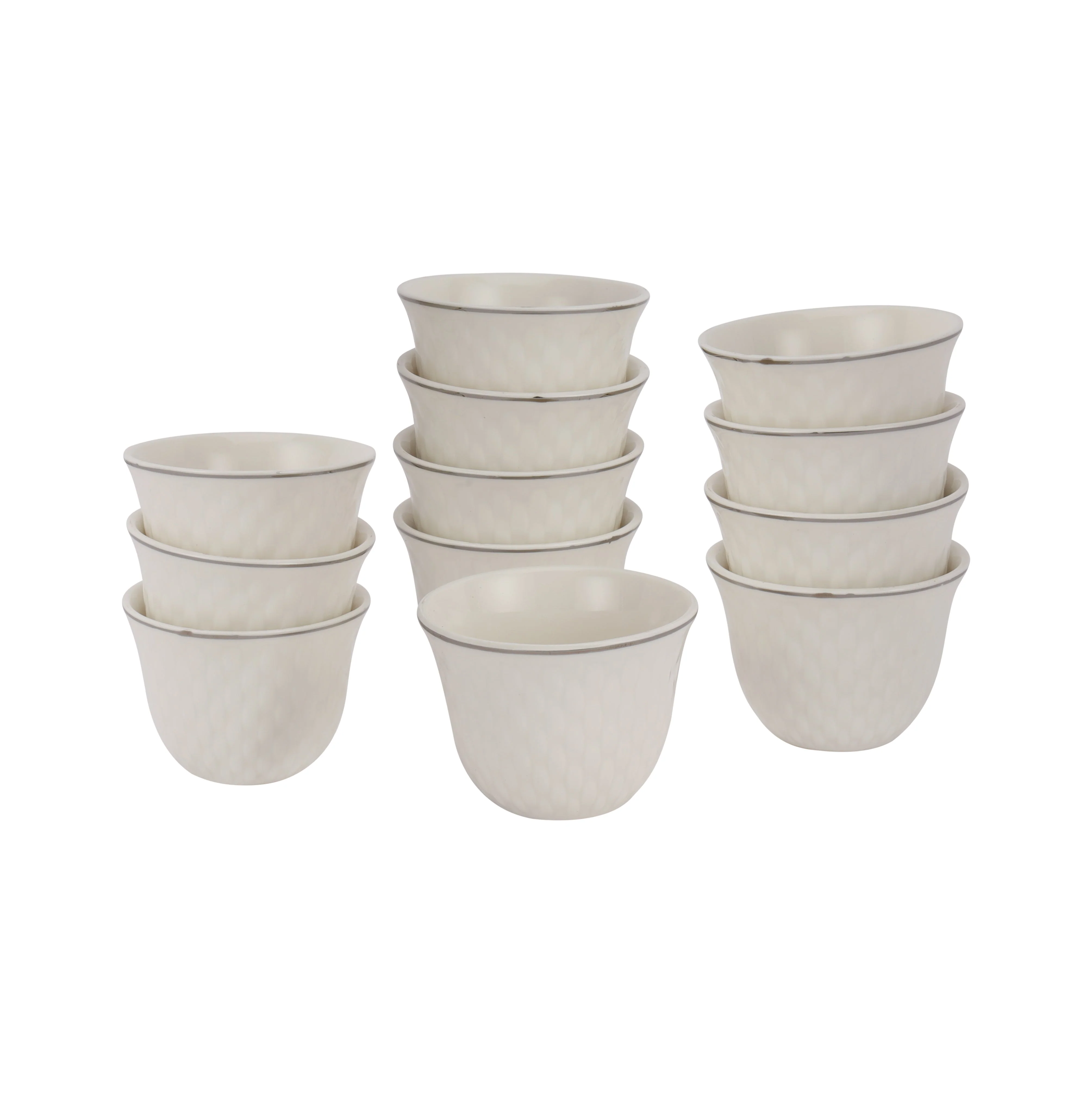 Royalford RF12827 Bone China Cawa Cups 12Pc Set | 80ML White Arabic Coffee & Tea Cups | Lightweight, Chip Resistant, Microwave, Freezer & Dishwasher Safe Tableware - Image 2