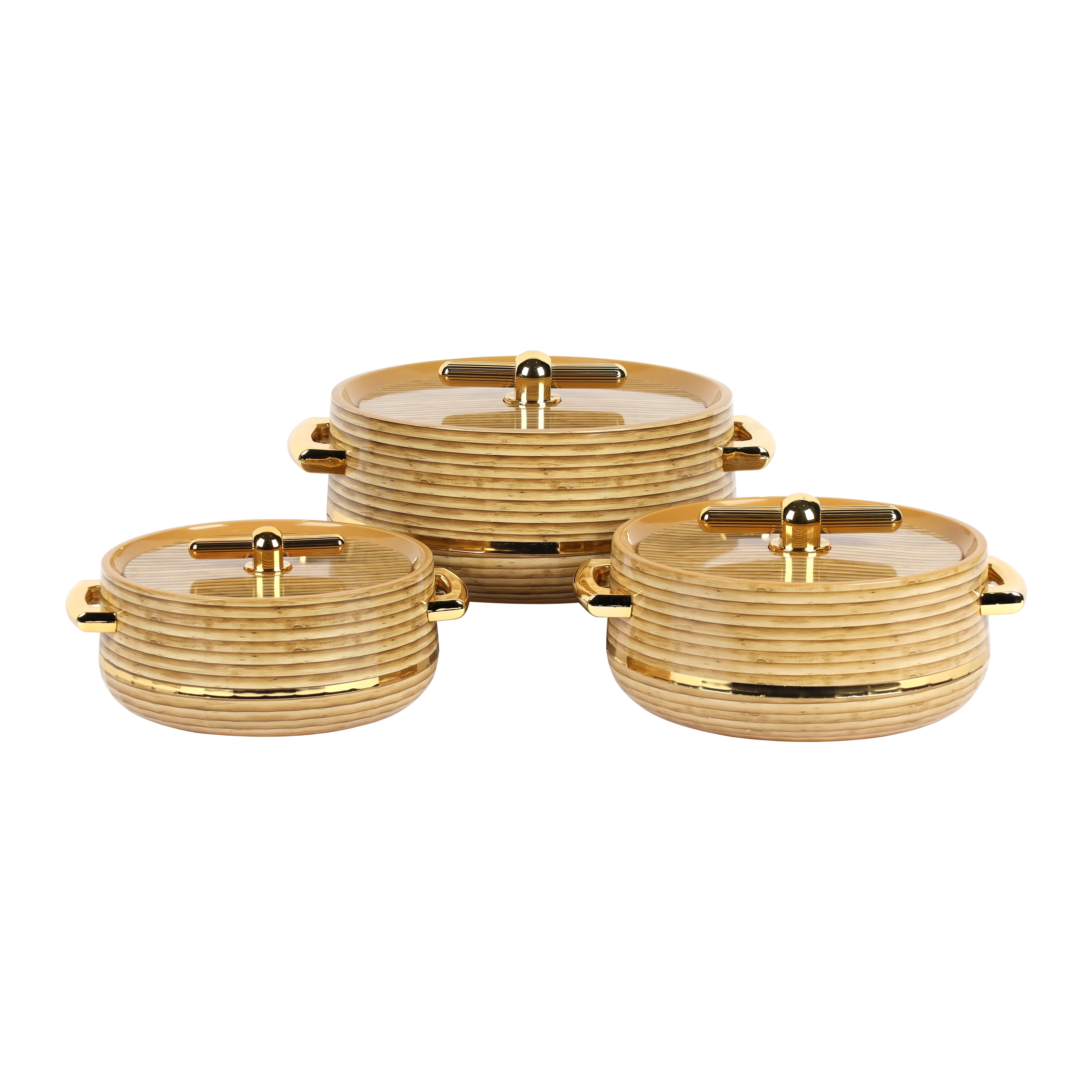 Royalford RF12965 Woodland Insulated Hot Pot 3-Piece Set| Stainless Steel Inner & PU Insulation| Keeps Food Hot, Fresh for Longer, for curries, rice & hot meals|