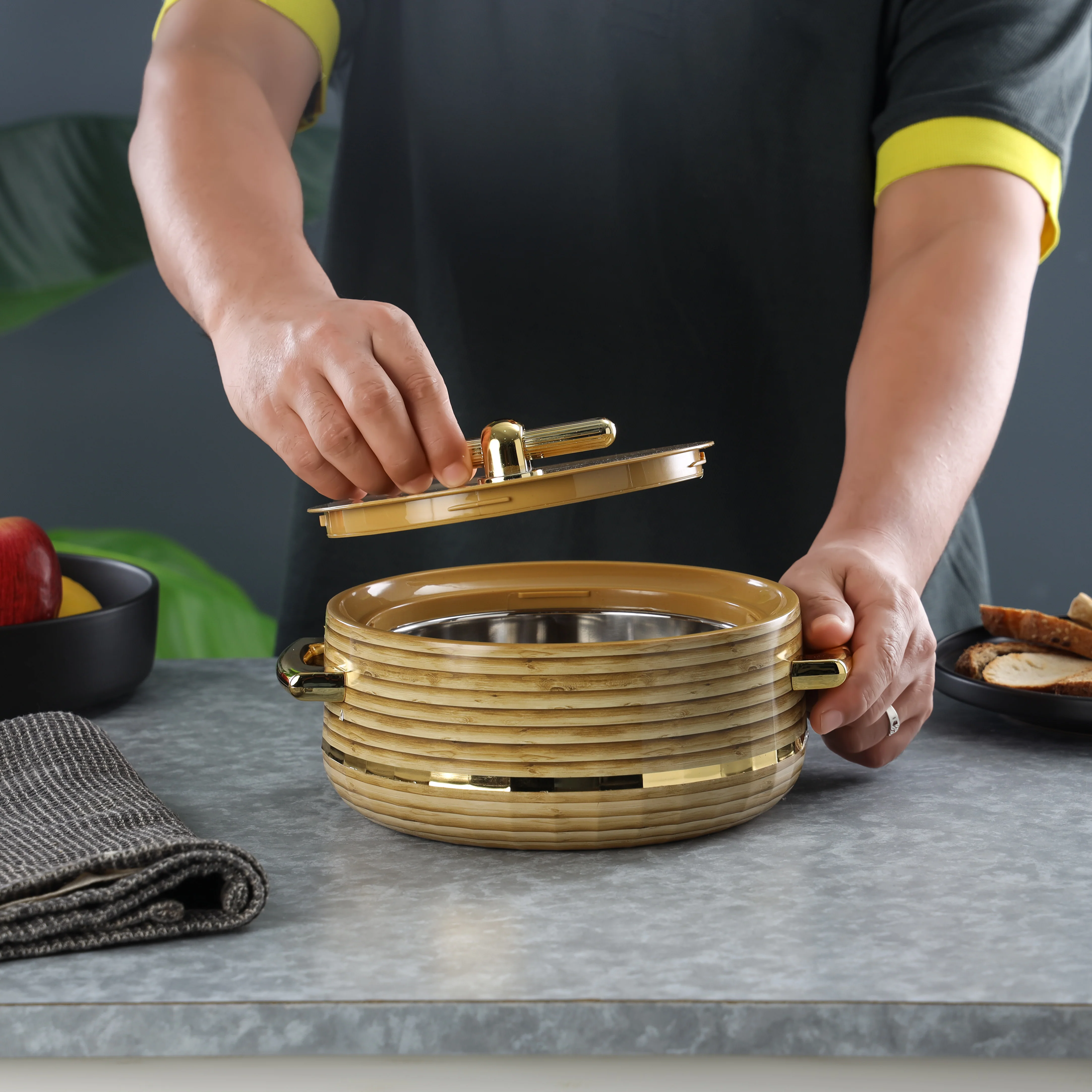 Royalford RF12965 Woodland Insulated Hot Pot 3-Piece Set| Stainless Steel Inner & PU Insulation| Keeps Food Hot, Fresh for Longer, for curries, rice & hot meals| - Image 2
