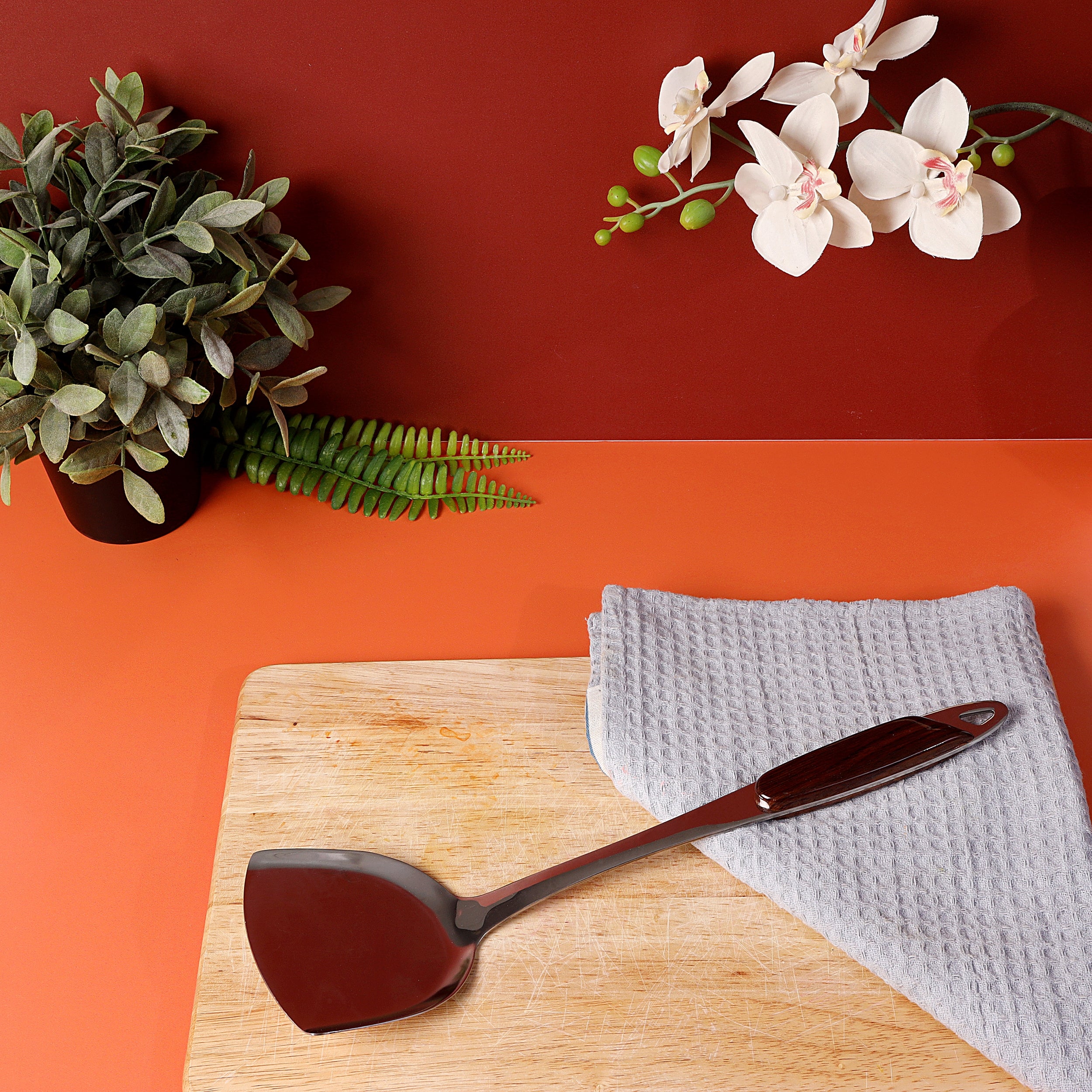 Royalford RF2062T Stainless Steel Kitchen Turner | Ergonomic Grip Handle & Durable Cooking Spatula| for Flipping Eggs, Pancakes, Fish Burgers & Dishwasher Safe| - Image 2