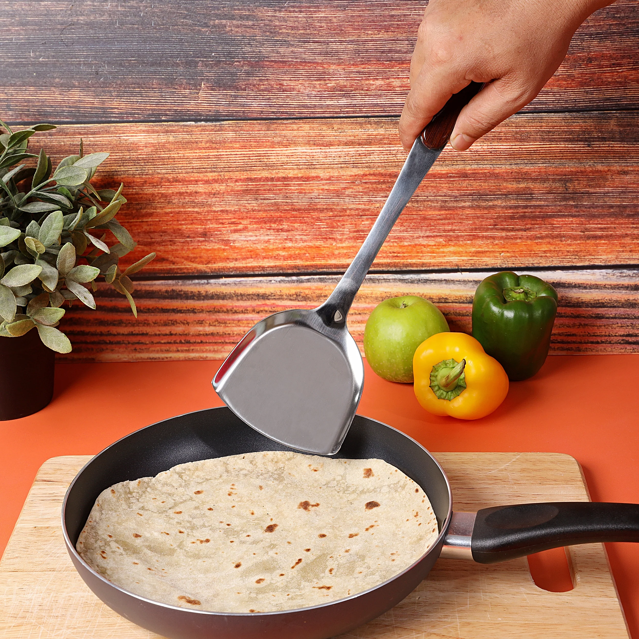 Royalford RF2062T Stainless Steel Kitchen Turner | Ergonomic Grip Handle & Durable Cooking Spatula| for Flipping Eggs, Pancakes, Fish Burgers & Dishwasher Safe| - Image 3