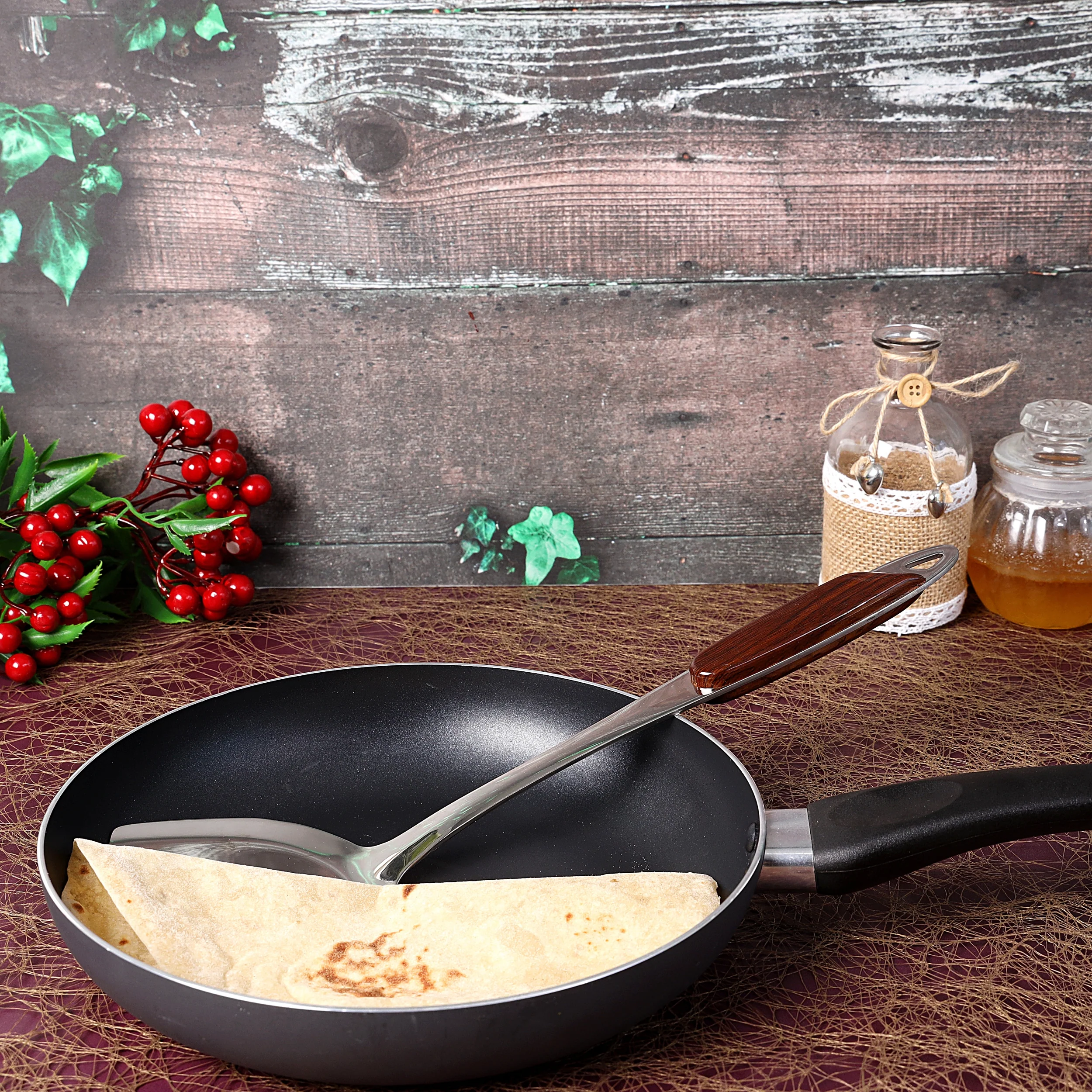 Royalford RF2062T Stainless Steel Kitchen Turner | Ergonomic Grip Handle & Durable Cooking Spatula| for Flipping Eggs, Pancakes, Fish Burgers & Dishwasher Safe| - Image 4