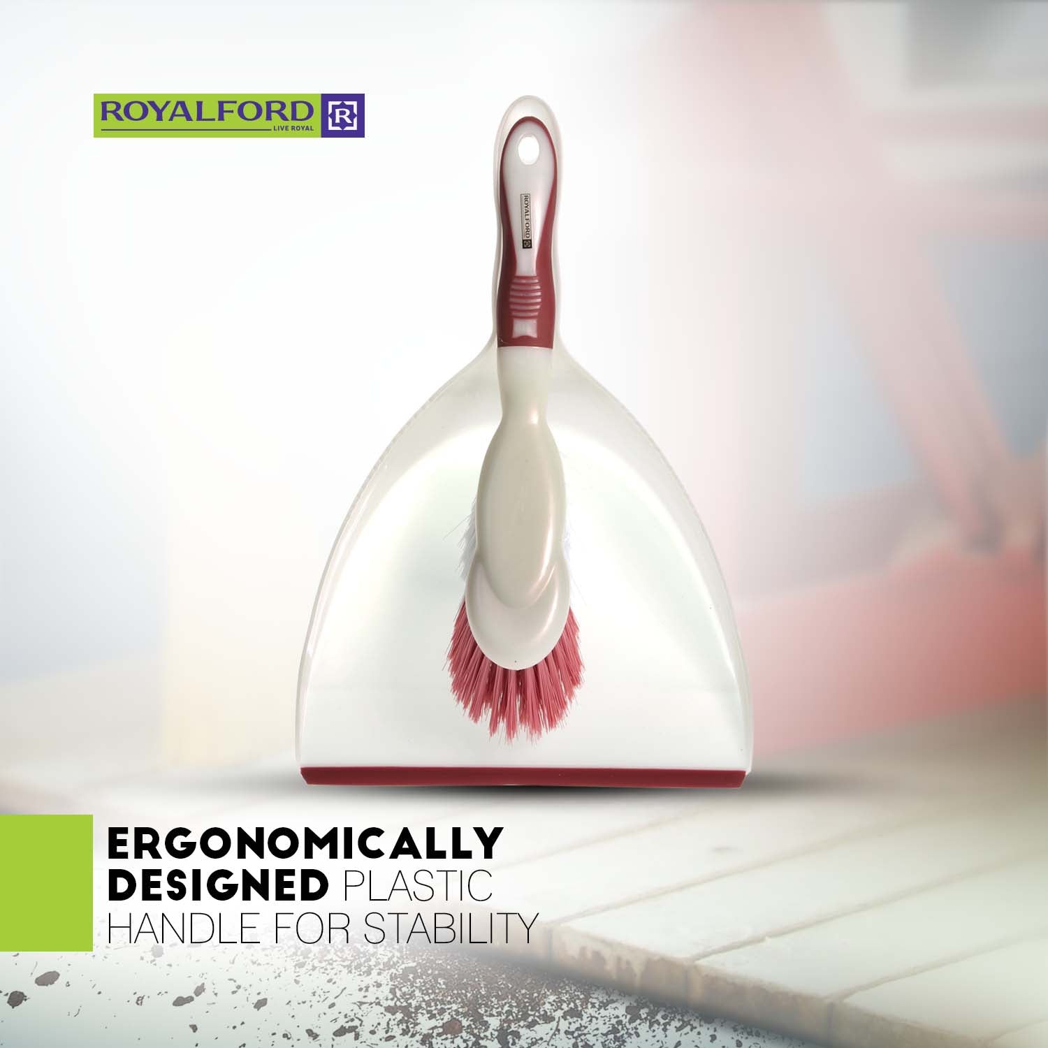 Royalford RF2367-DPW/B Dustpan and Brush Set | Hand Brush and Compact Household Cleaning Tool| for Floor Kitchen Table Office, Quick Dust & Debris Cleaning Set| - Image 4