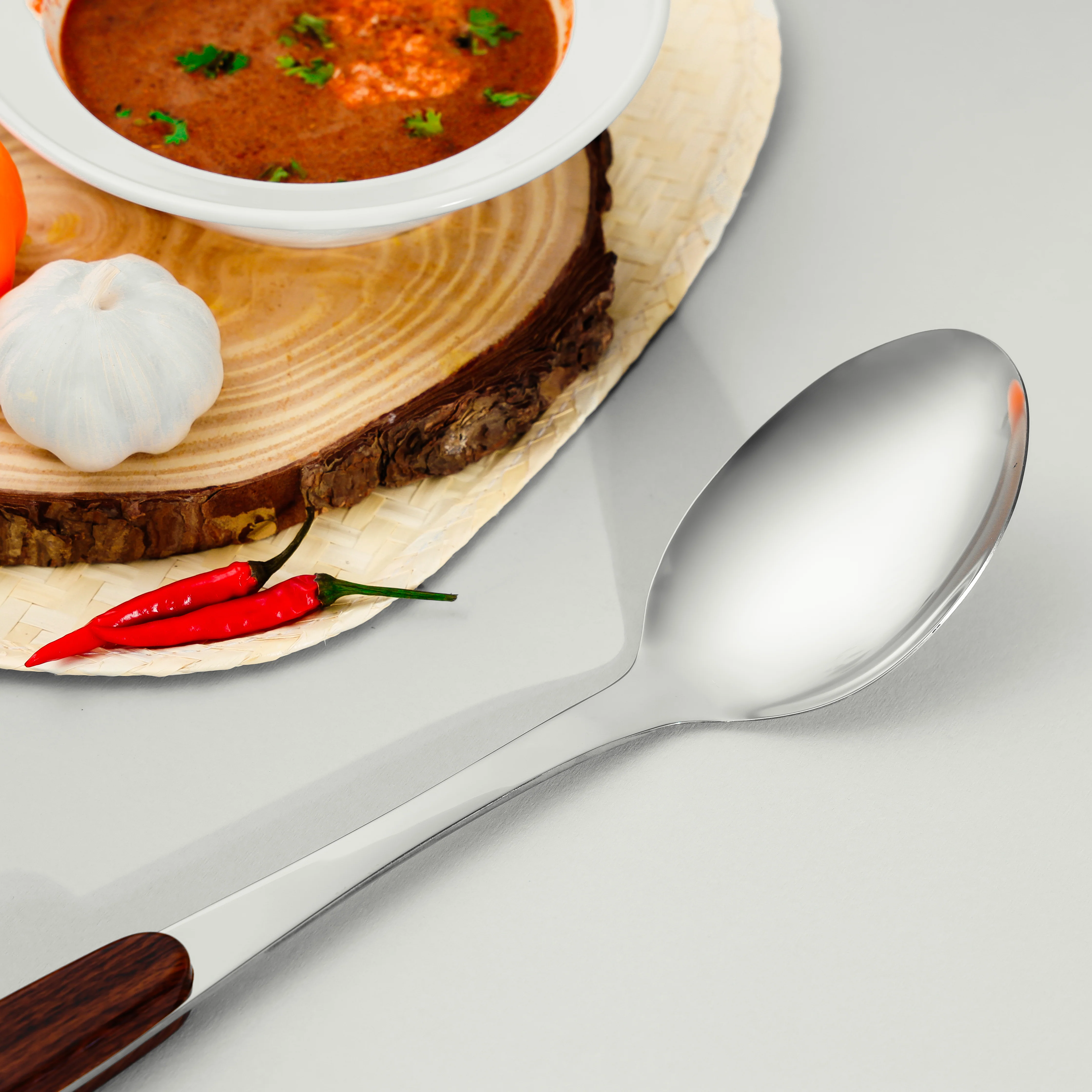 Royalford RF2763-SP Stainless Steel Sauce Spoon | Ergonomic Grip Handle & Durable Kitchen Serving Spoon| for Sauce, Curry, Gravy & Dishwasher Safe Cooking Tool| - Image 3