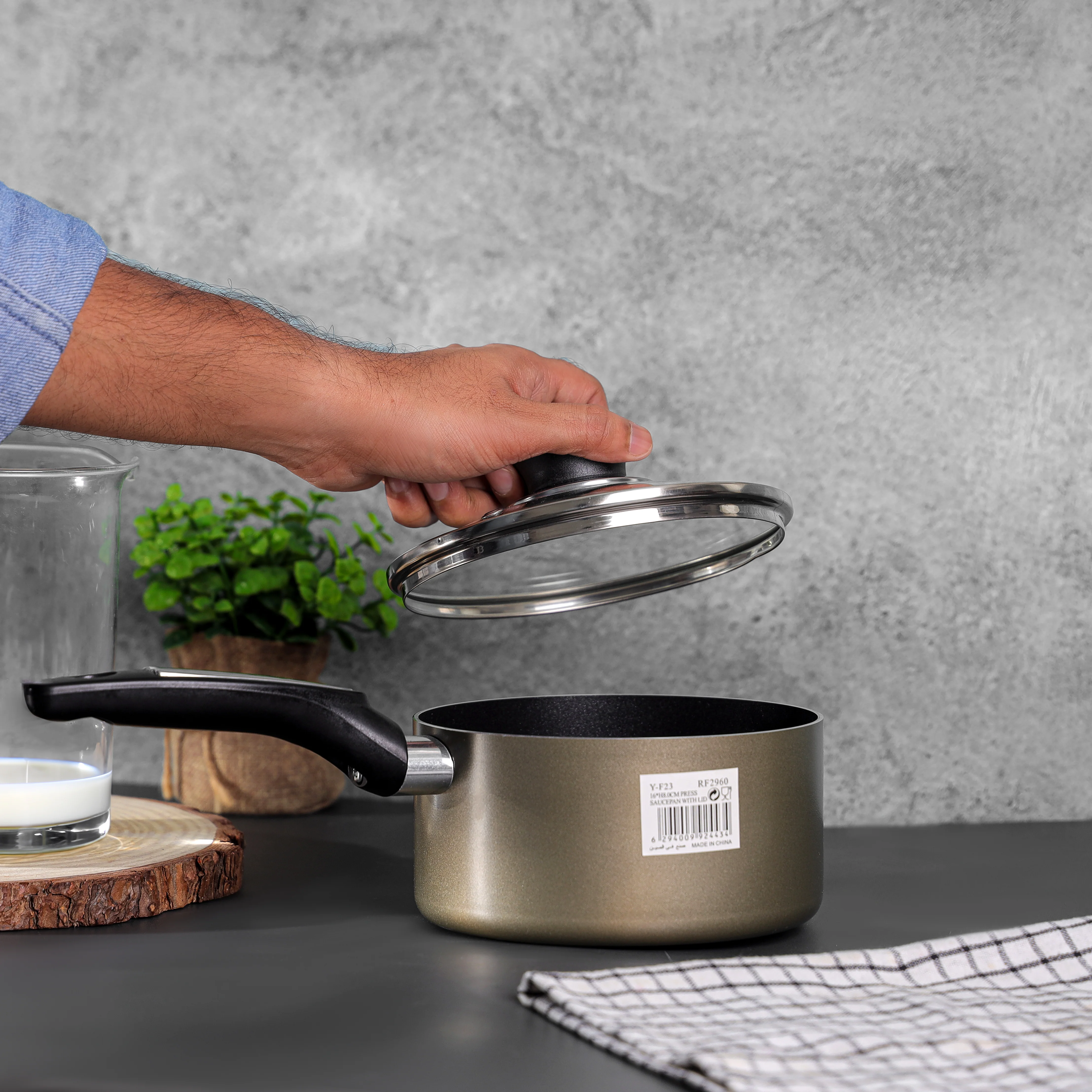 Royalford RF2960 16cm Saucepan| non-stick interior, tempered glass lid & heat-resistant exterior| Fast & Even Heat Distribution & ergonomic handle for daily use| - Image 2