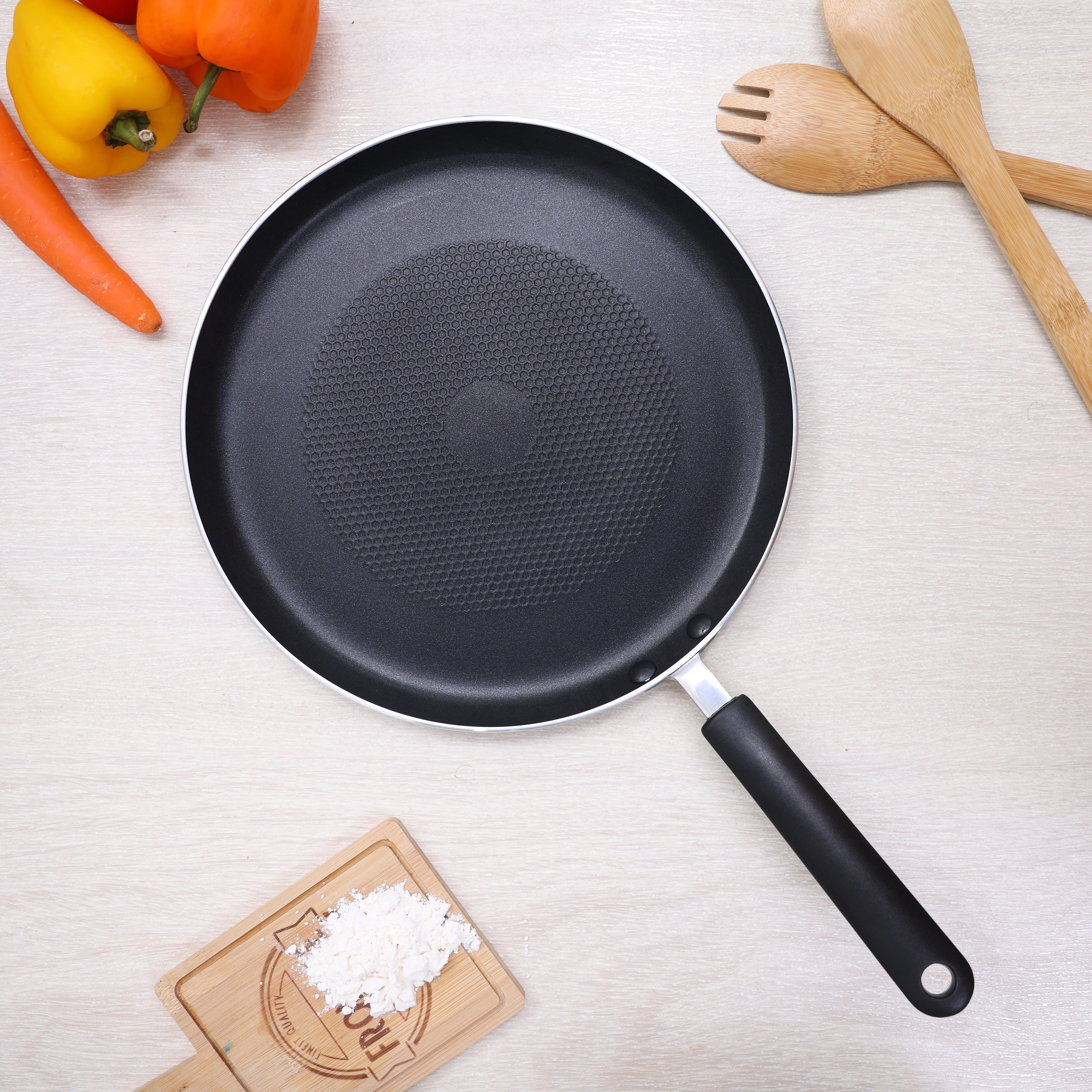 Royalford RF4125PC 26CM Non-Stick Pancake Tawa | Induction Compatible Base | 2-Layer Coating | 3.0MM Thick Aluminium Body & Heat-Resistant Handle for Daily Home Use - Image 2