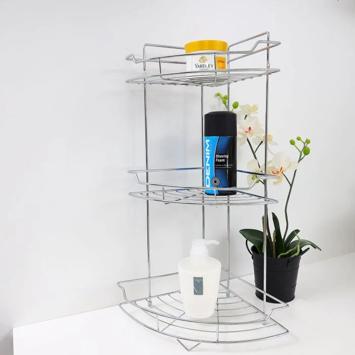 Royalford RF4374 3-Tier Corner Rack - Portable Design, Strong & Sturdy Material | Spice Rack Kitchen Bathroom Countertop Organizer Vanity Tray Cosmetic Makeup Storage Standing Shelf - Image 5
