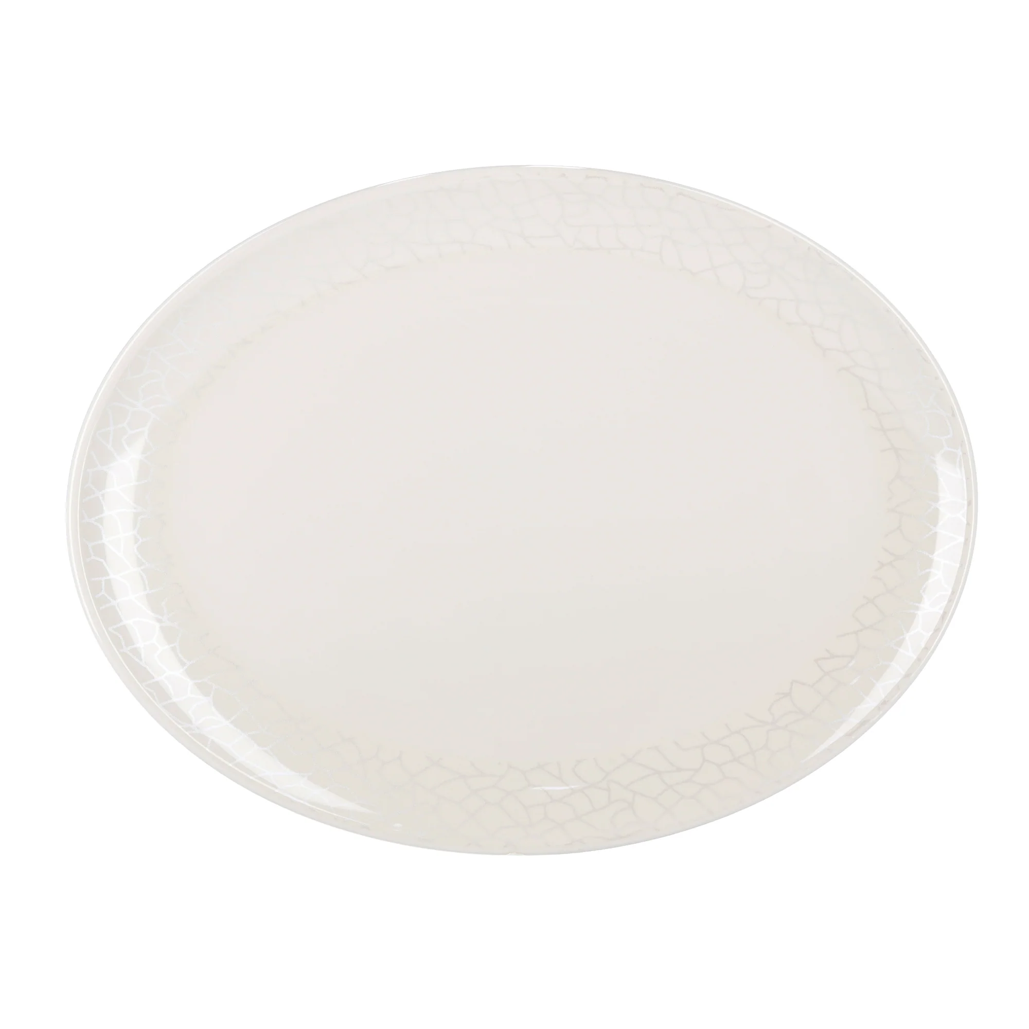 Royalford RF4495 16" Melamine White Pearl Oval Plate| Durable, lightweight and elegant, Smooth and Glossy Surface| ideal for daily dining and special occasions|