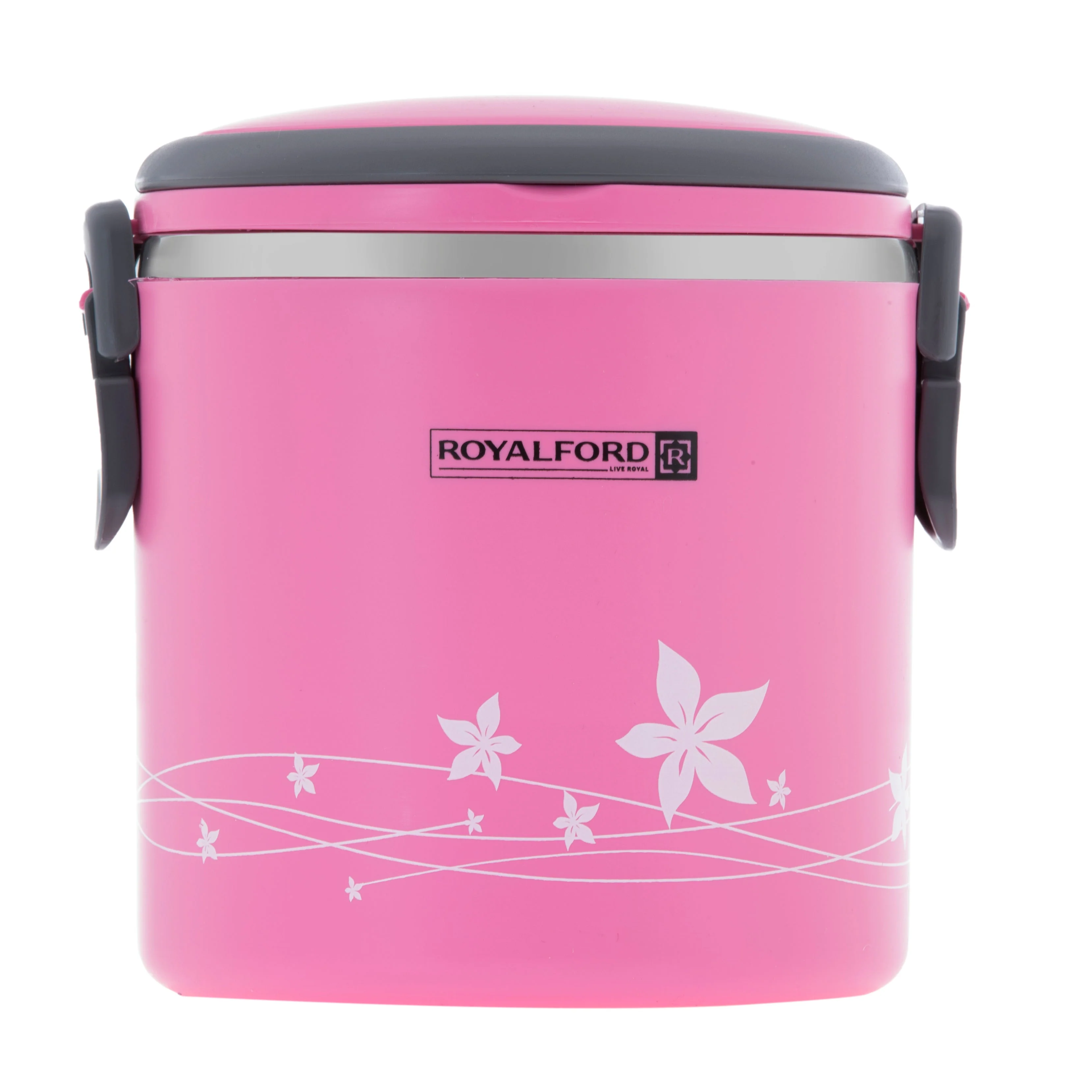 Royalford RF5650PN 2-in-1 Lunch Box 1.80L | Stainless Steel Inner| Leak-Proof Locking Lid| Thermal Insulation & Durable Food Container for Office, School & Travel Use