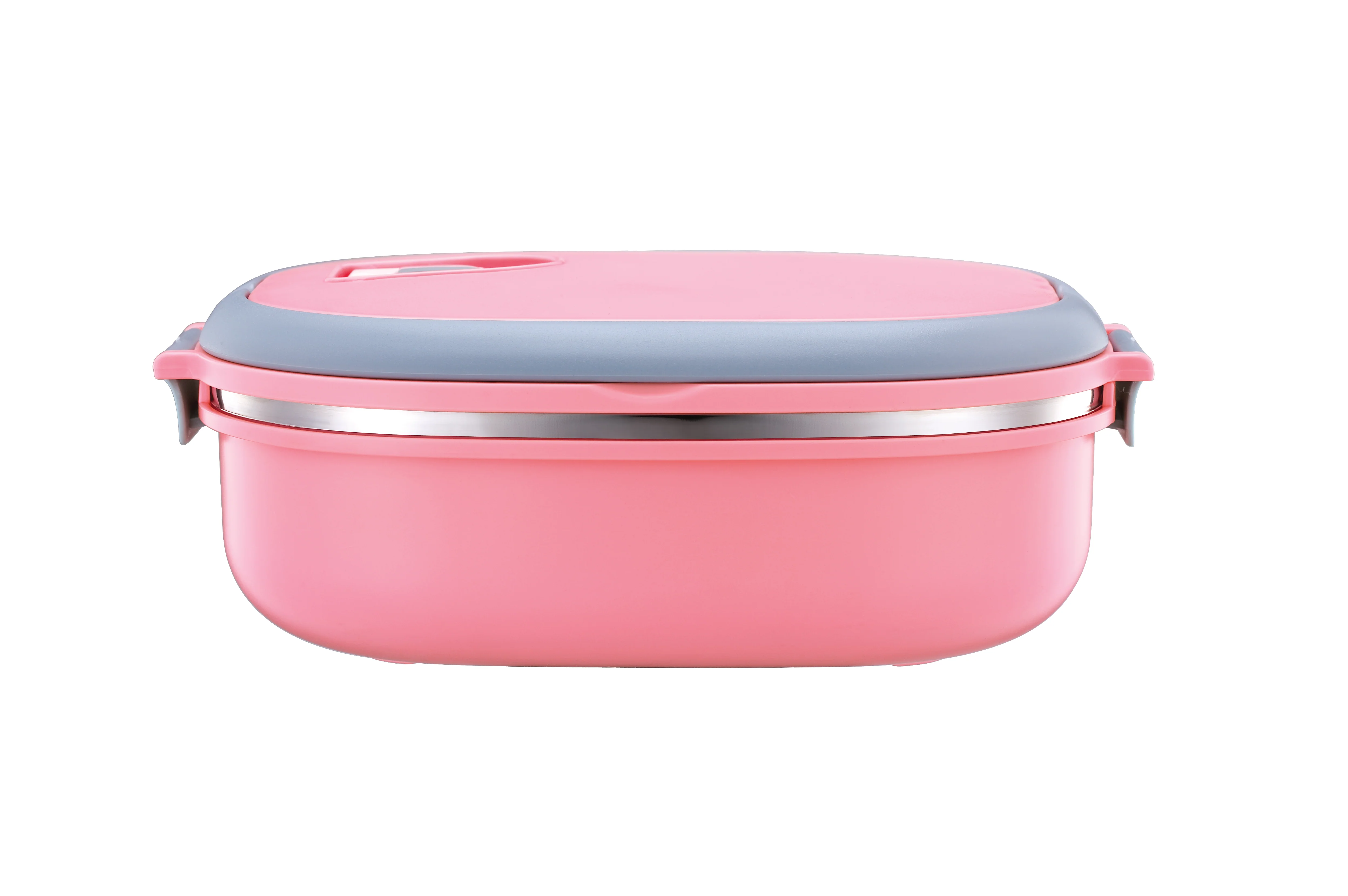 Royalford RF5652PN Square Lunch Box| Stainless Steel Inner & Vacuum Insulated Leak-Proof Food Container| Sealing Ring, Portable Handle, BPA Free and Food Grade|