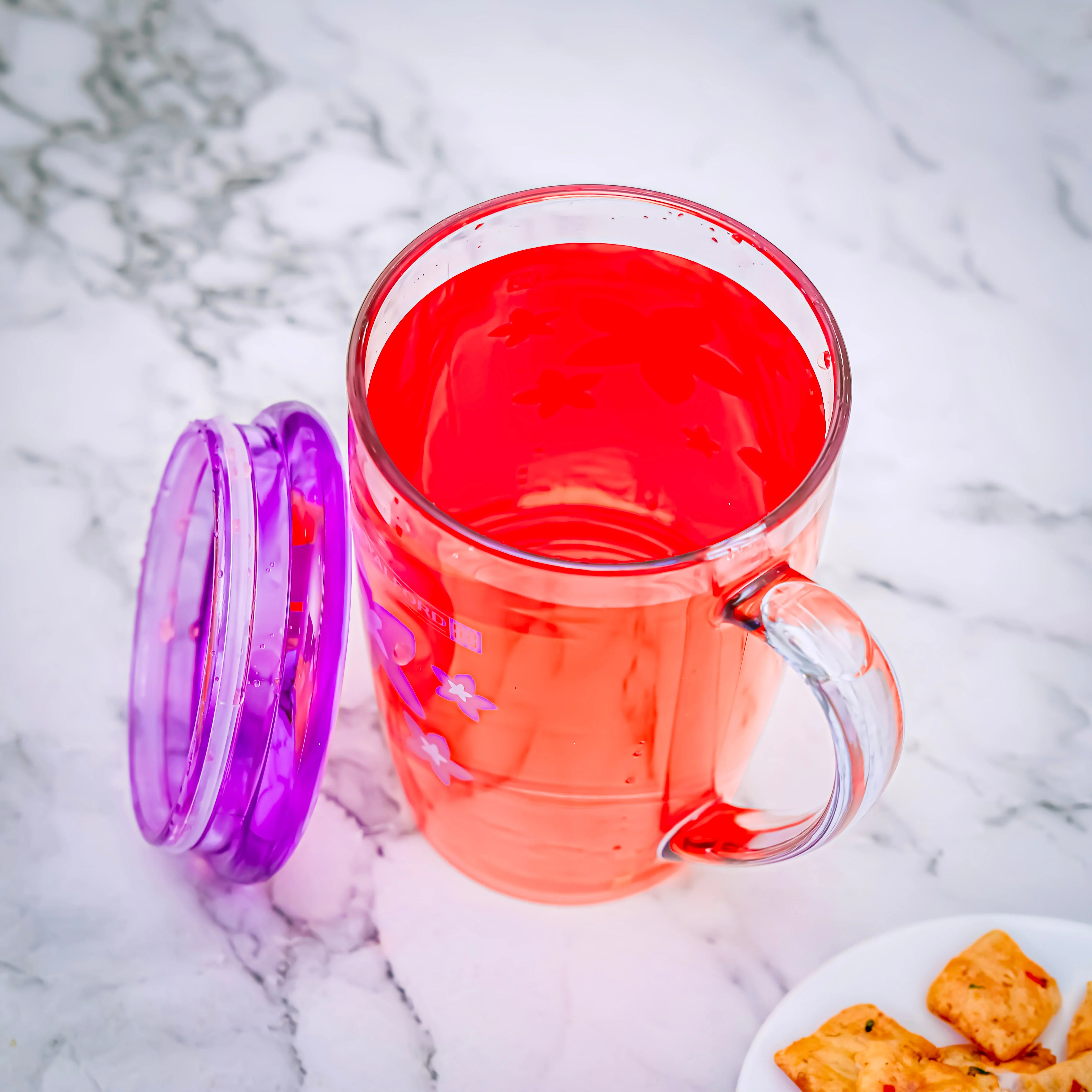 Royalford RF5656PN 350ml Water Cup with Lid| durable plastic build, ergonomic handle & secure lid to prevent spills| ideal for daily use at home, office or travel| - Image 2