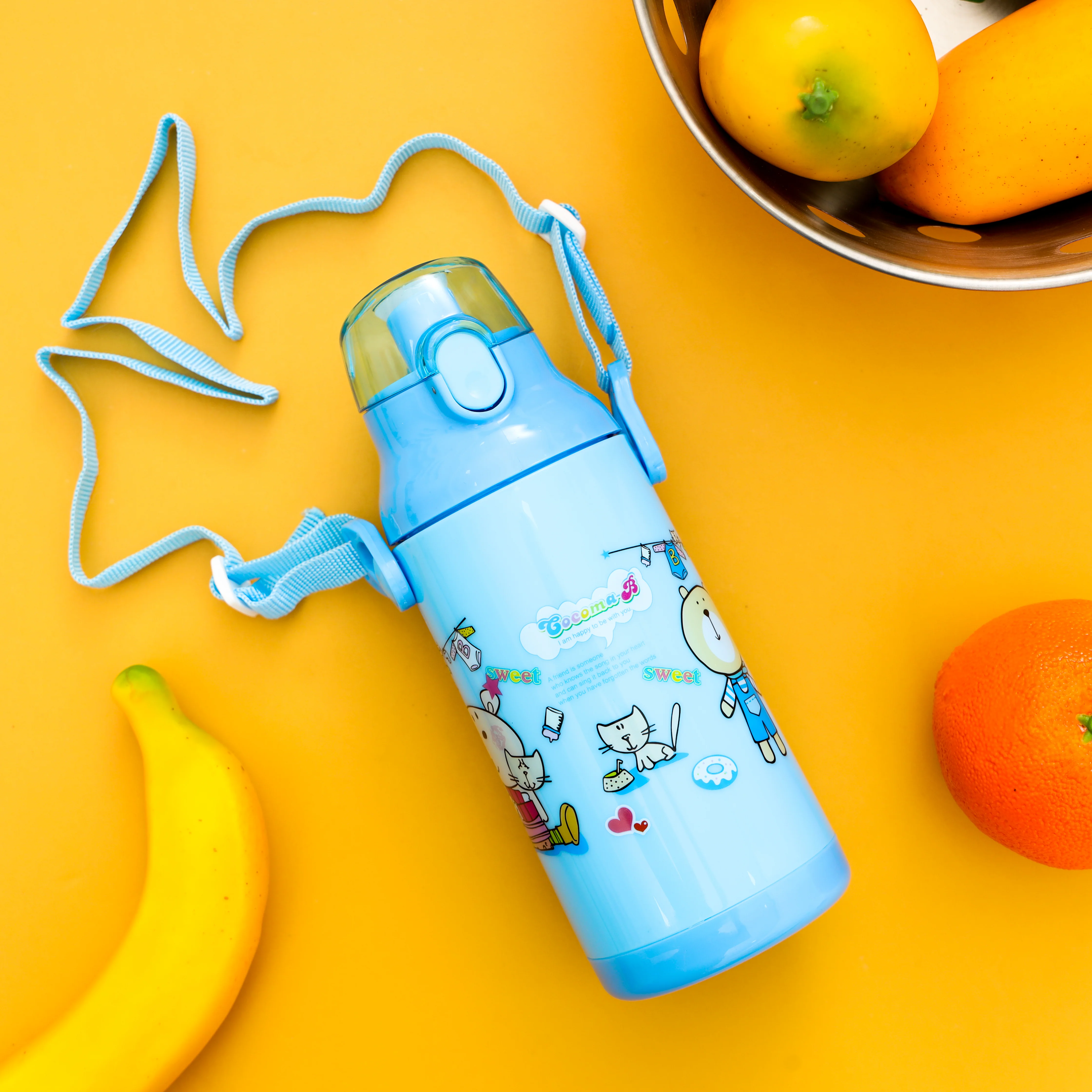 Royalford RF6420RD Kids Water Bottle| 350ML, Adjustable Carry Strap & Leakproof Flip Top Lid | BPA Free Plastic School Water Bottle for Kids, Travel & Outdoor Use| - Image 2