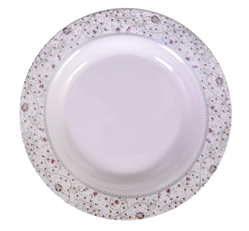 Royalford RF6728 10-inch melamine deep plate| elegant dinnerware, lightweight & chip-resistant| dishwasher and freezer safe, for serving soups, pasta, & meals|