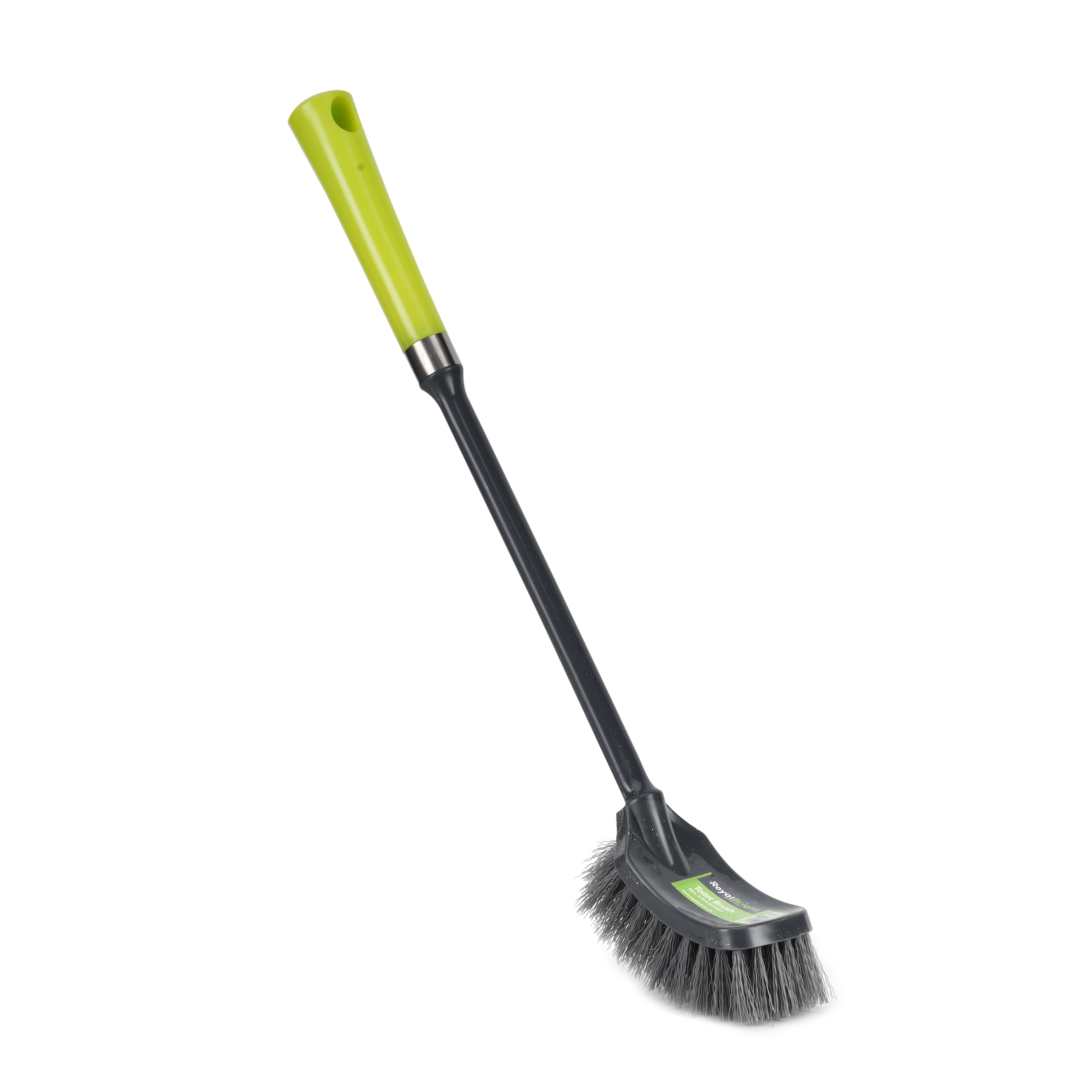 Royalford RF6997GR toilet brush| long handle, ergonomic grip and flexible bristles for deep cleaning| scratch-free, and durable PP+PET material, for all toilet|