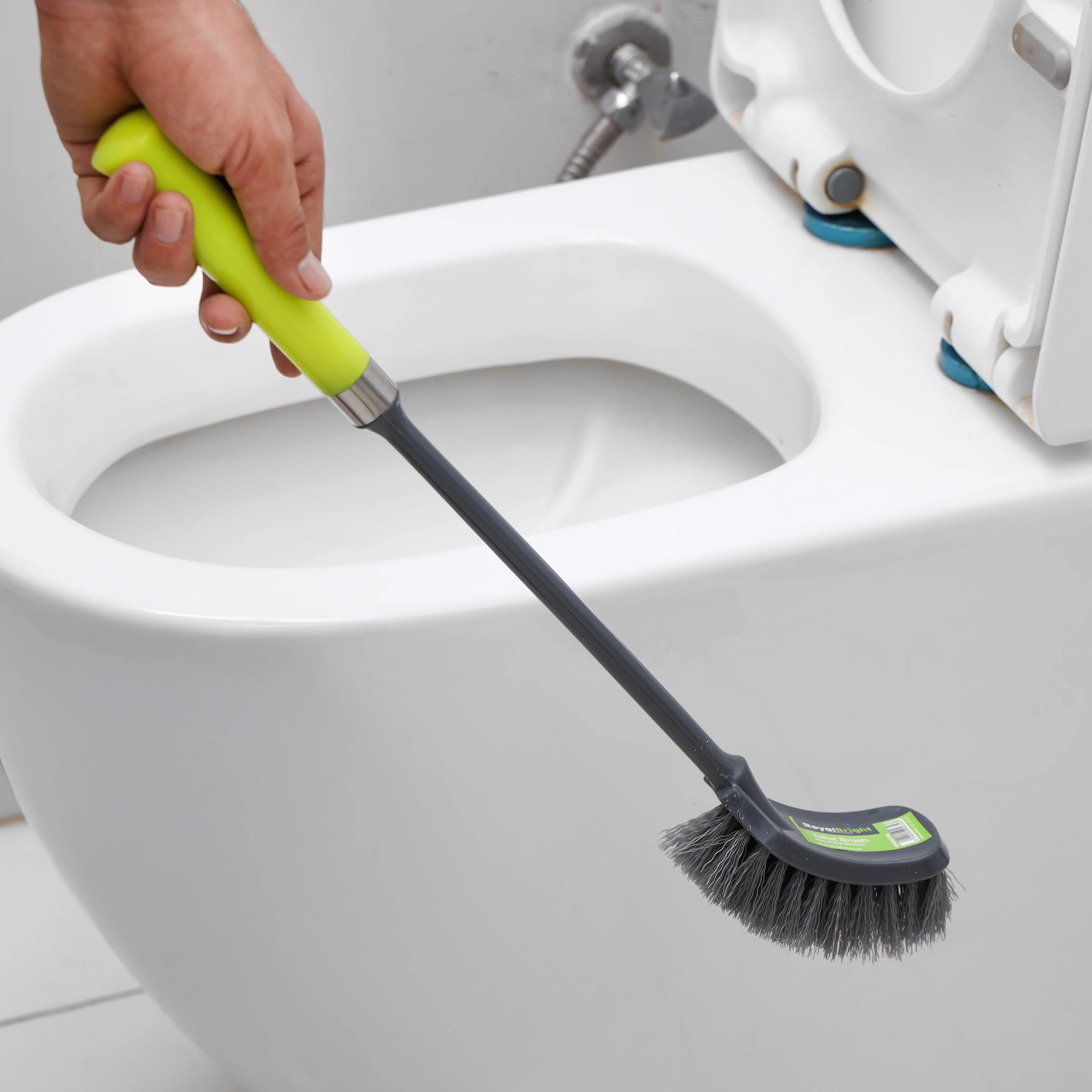 Royalford RF6997GR toilet brush| long handle, ergonomic grip and flexible bristles for deep cleaning| scratch-free, and durable PP+PET material, for all toilet| - Image 2