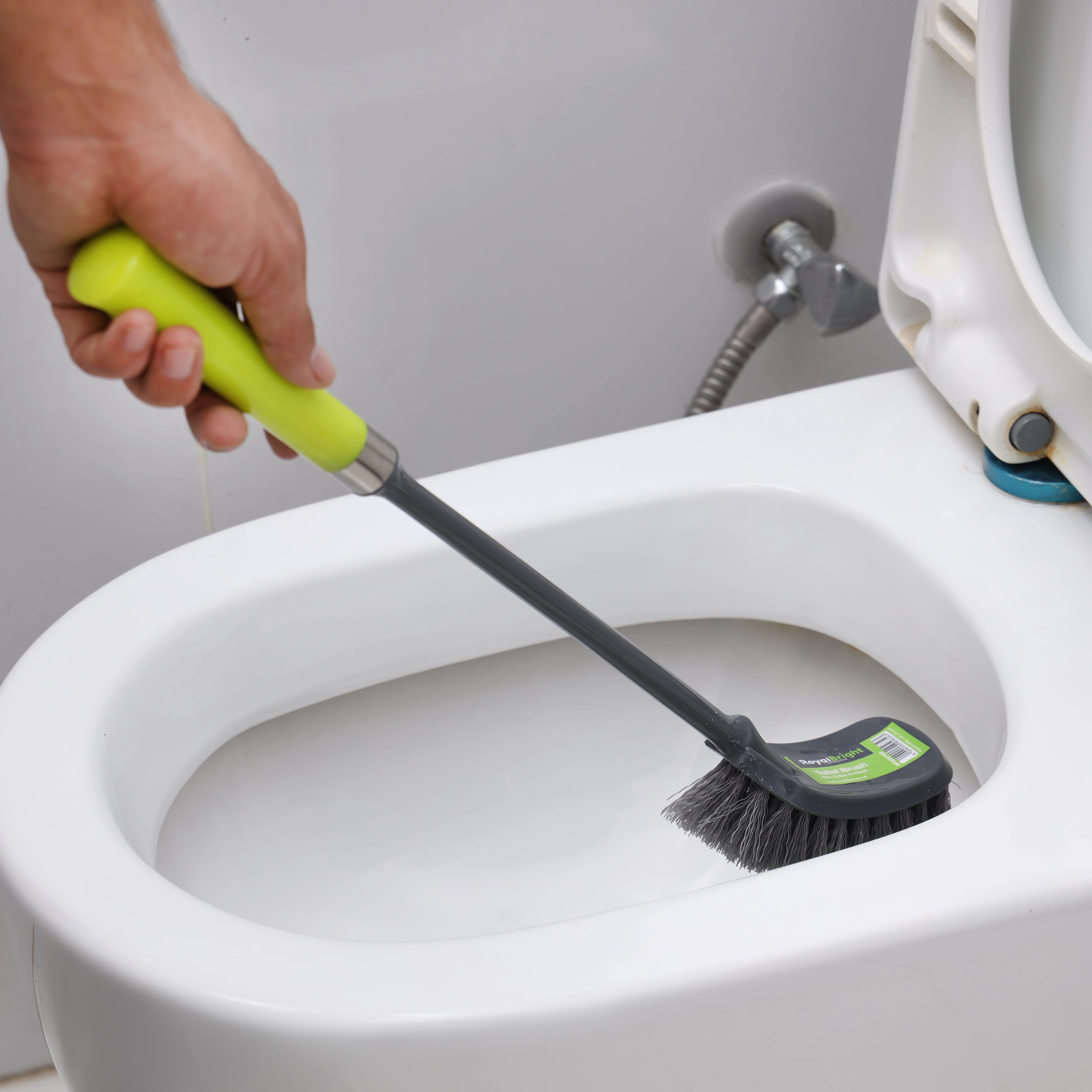 Royalford RF6997GR toilet brush| long handle, ergonomic grip and flexible bristles for deep cleaning| scratch-free, and durable PP+PET material, for all toilet| - Image 3