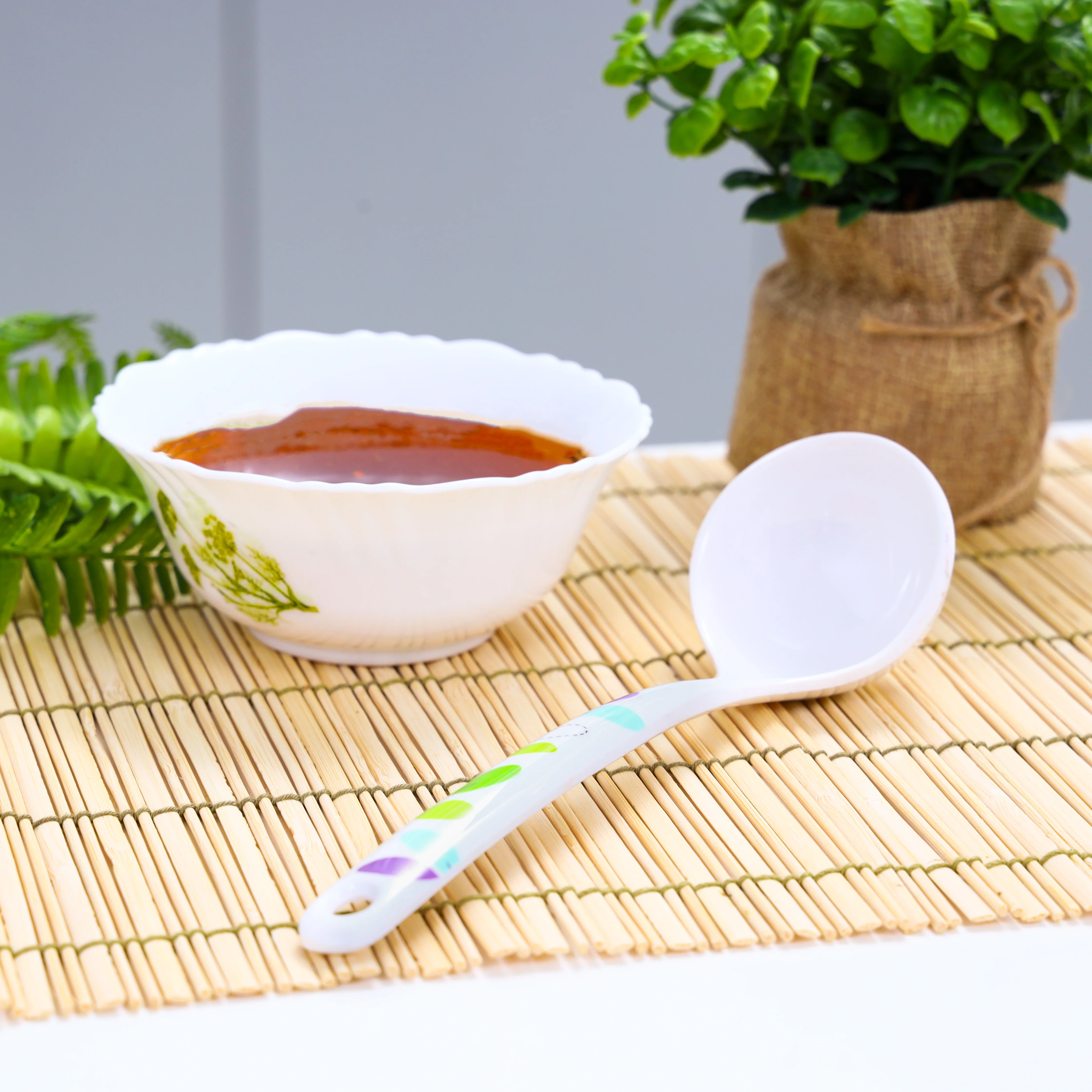 Royalford RF7393LF Premium Melamine Soup Ladle | Heat Resistant Lightweight Serving Spoon & Ergonomic Handle| Break Resistant Kitchen Utensil for Daily Cooking| - Image 3