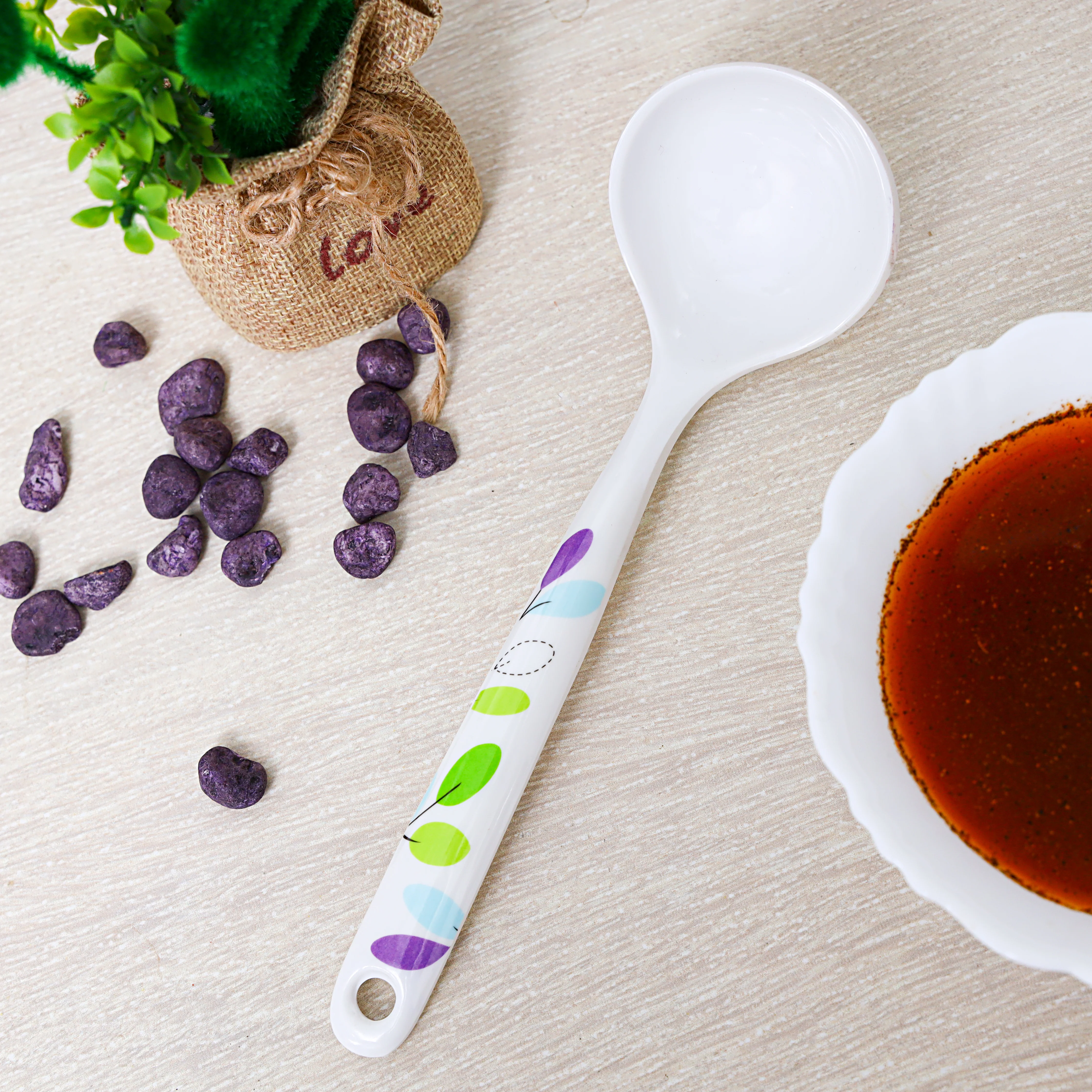 Royalford RF7393LF Premium Melamine Soup Ladle | Heat Resistant Lightweight Serving Spoon & Ergonomic Handle| Break Resistant Kitchen Utensil for Daily Cooking| - Image 4