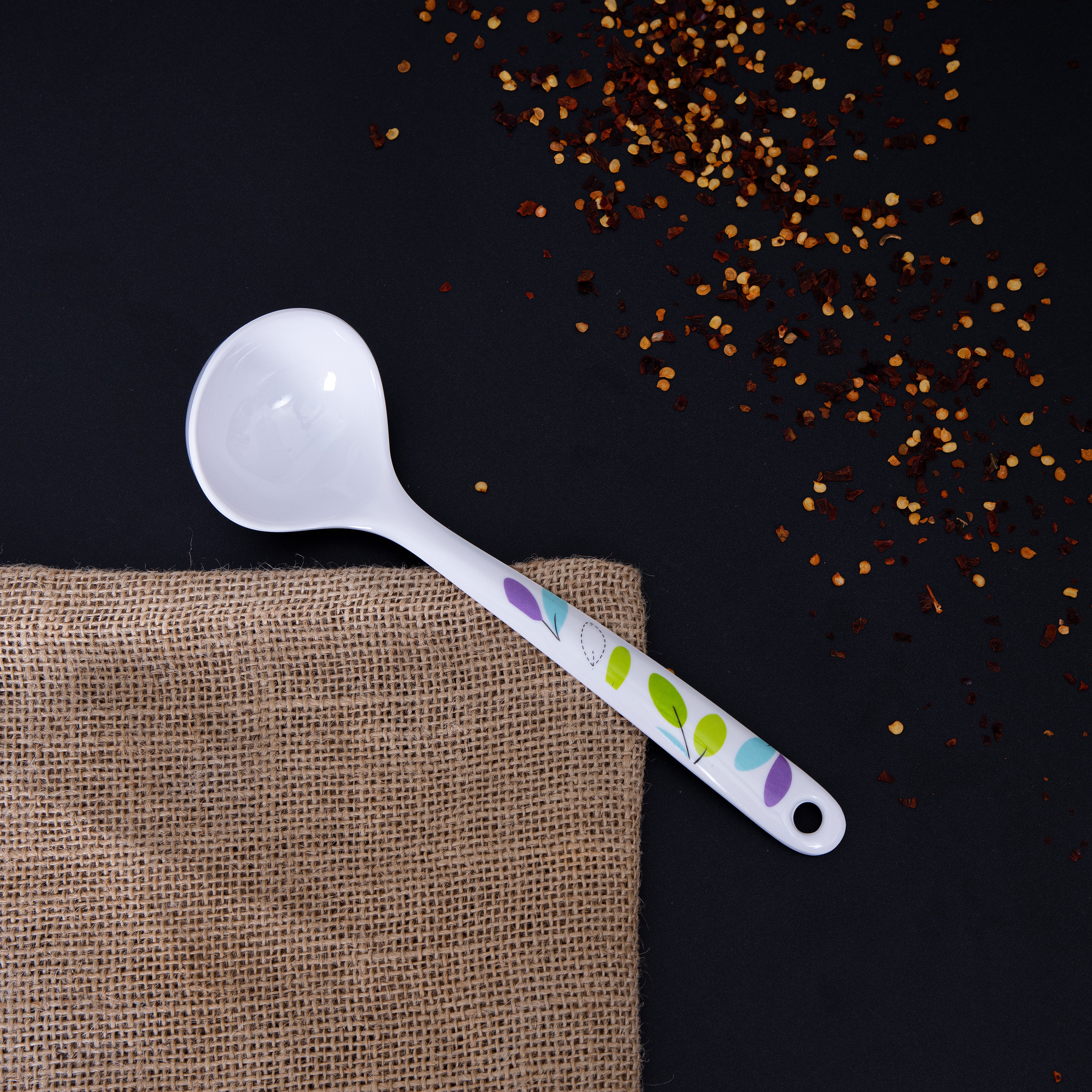 Royalford RF7393LF Premium Melamine Soup Ladle | Heat Resistant Lightweight Serving Spoon & Ergonomic Handle| Break Resistant Kitchen Utensil for Daily Cooking| - Image 5
