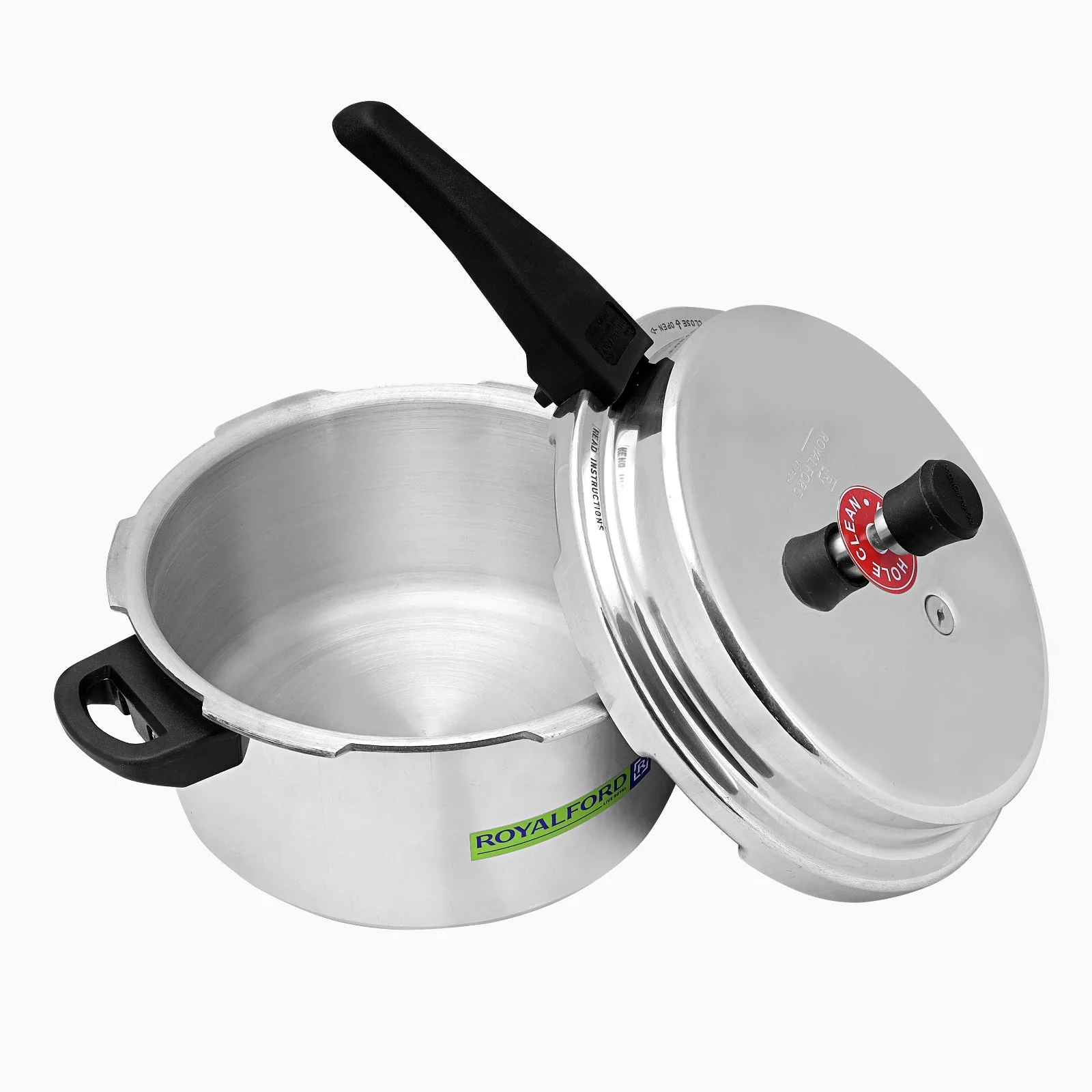 Royalford RF8428 Aluminium Pressure Cooker Combo 5L + 3L | Non-Induction Base for Gas, Electric, Ceramic & Halogen Cooktops | Durable Aluminium Construction - Image 5