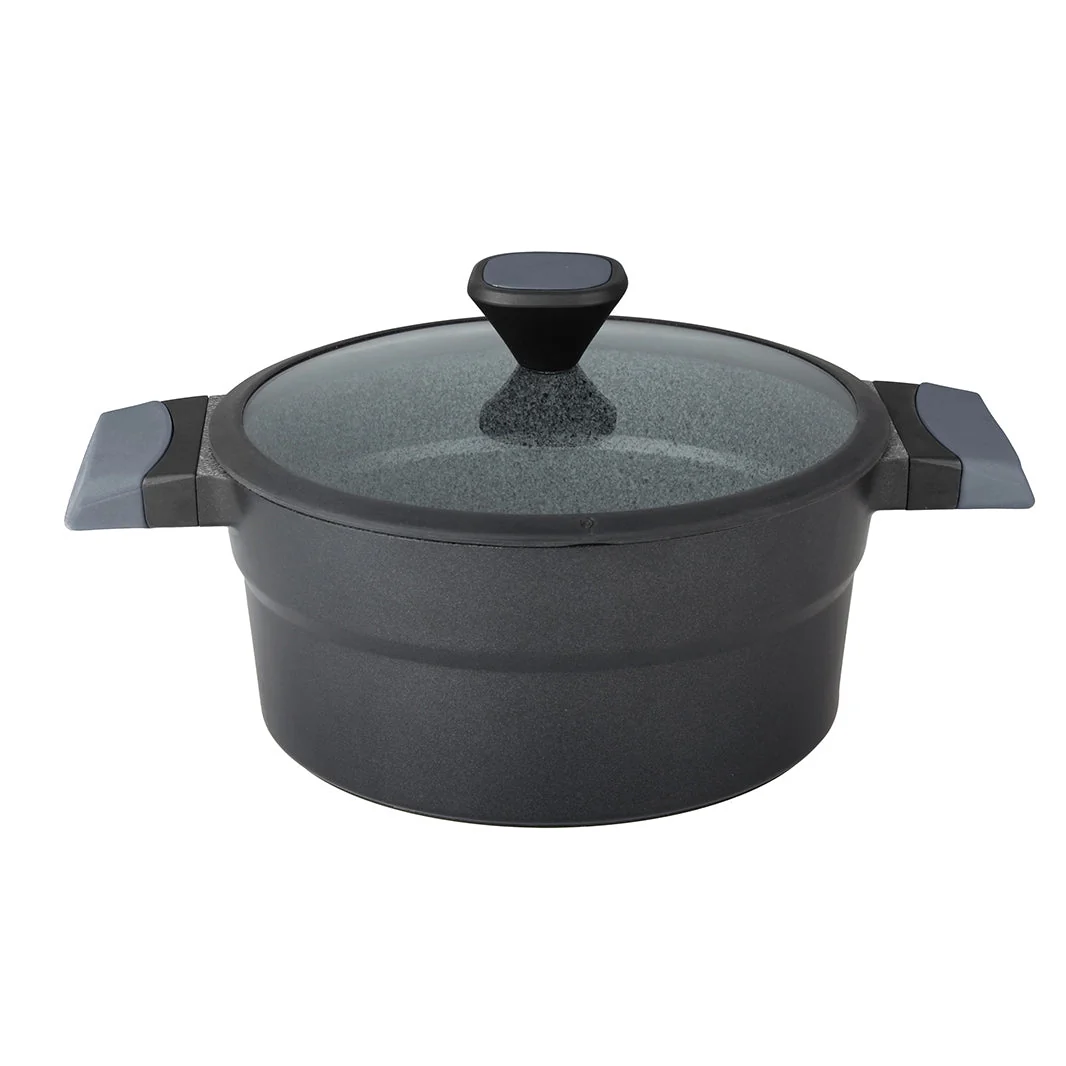 Royalford RF8598 Die-Cast Aluminium Casserole 24 cm- Durable Marble Coating, High-Quality Aluminium Construction | Dishwasher Safe | Non-Stick Dish for Gas, Induction & Ceramic Hobs