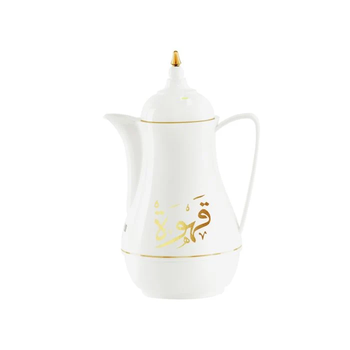 Royalford RF8621 2 Pieces Laila Flask - Coffee / Tea Pot White -Heavy-Duty Plastic Prevent Breakages | Double Glass Inner wall keep the contents Hot/Cold | 1L - Image 3