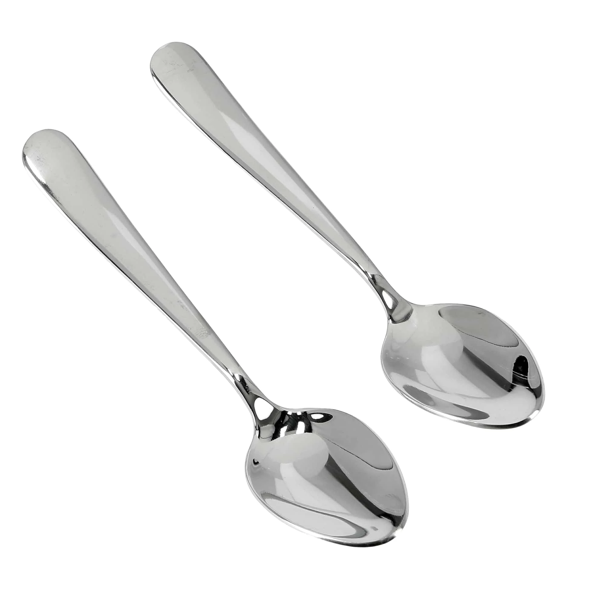 Royalford RF8664 Stainless Steel Dessert Spoon Set of 2 with Mirror Finish | High Grade Rust and Stain Resistant Ergonomic Cutlery | Perfect for Desserts & Daily Use