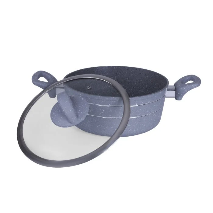 Royalford RF9467 22cm Die-Cast Aluminium Casserole with Glass Lid - Durable Marble Coating, High-Quality Aluminium Construction | Non-Stick Dish for Gas, Induction & Ceramic Hobs - Image 4