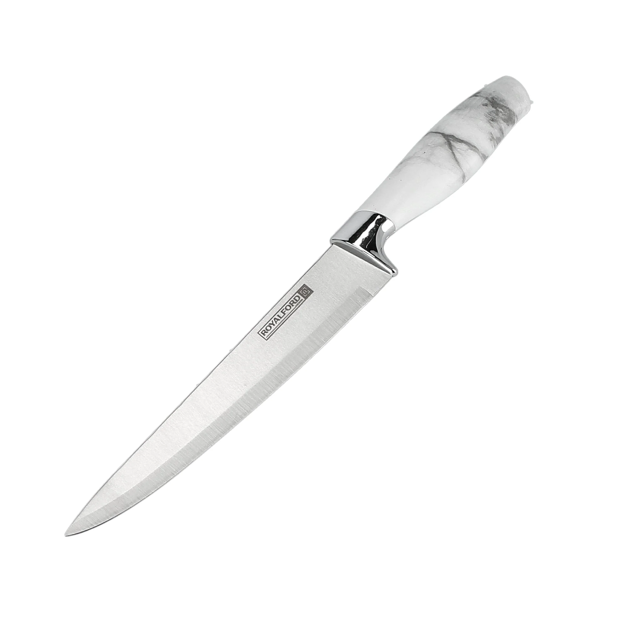 Royalford RF9533 8 Inch Slicer Knife | Marble Design Stainless Steel Blade | Ergonomic Comfortable Handle | Dishwasher Safe Kitchen Knife for Meat, Fish & Vegetables Use