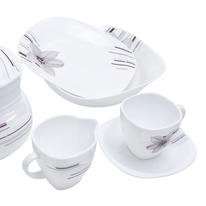 Royalford RF9758 71Pcs Opal Ware Dinner Set - Floral Design Plates, Bowls, Spoons & Salt & Pepper Set | Comfortable Handling | Ideal for Everyday Use, Family Get- Together, Restaurant, Banquet (Multi Colour) - Image 4