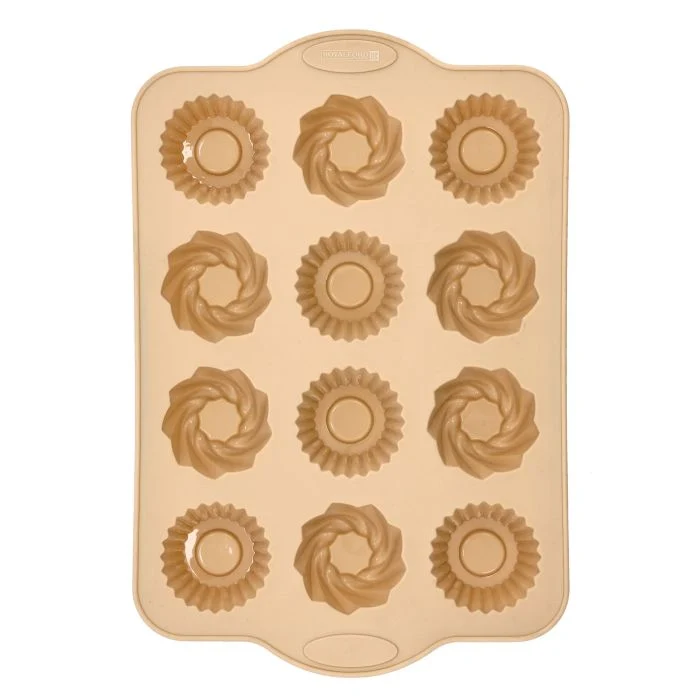 Royalford RF9800 Muffin Pan Beige 12 Cup (34x22 cm) - Cupcake Tray/Baking Pan - Silicone Build, Easy Release Mince Pie/Cupcake Tin - Ideal for Cupcakes Muffin Pie Yorkshire Pudding Baking - Image 2