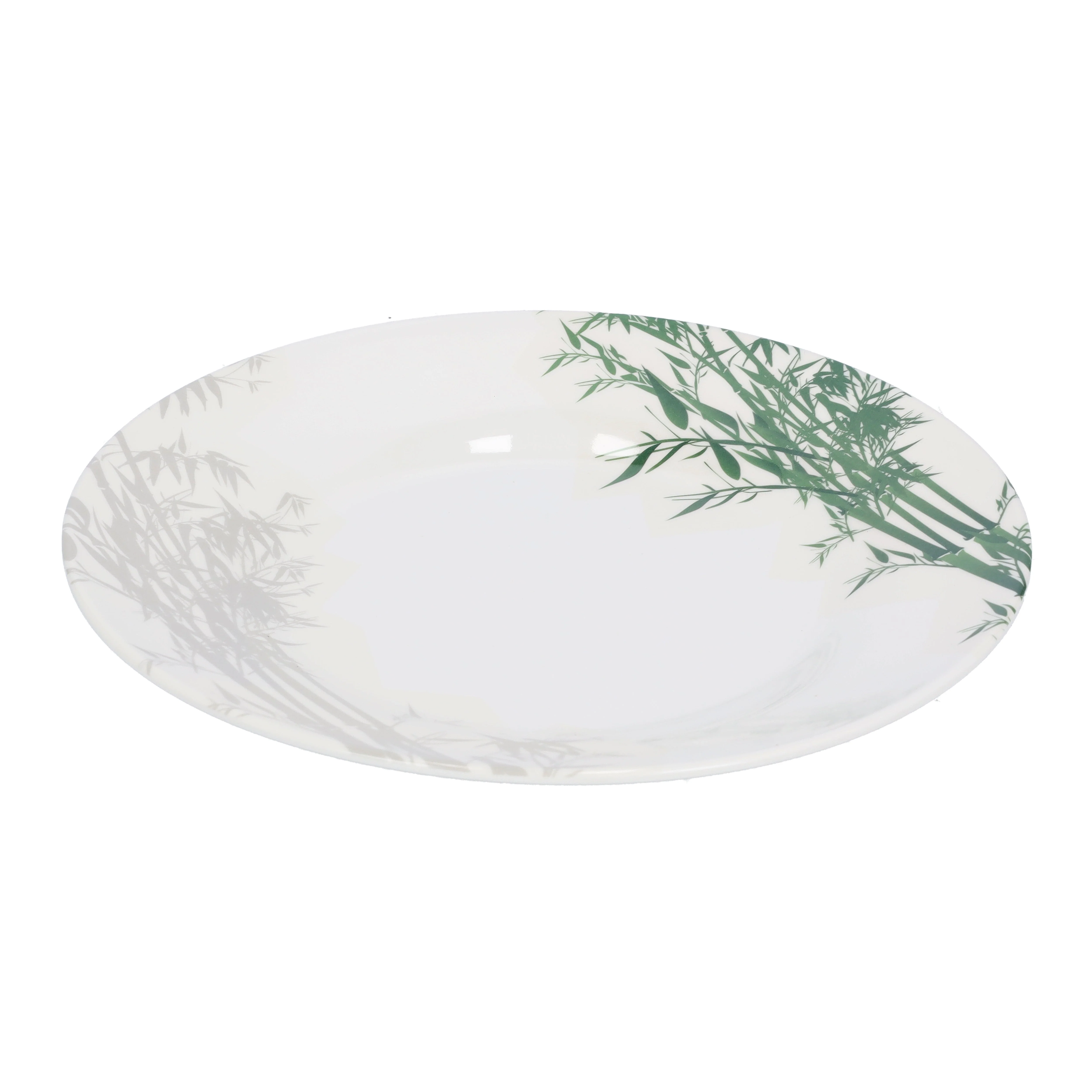 Royalford RF9886 Melamineware Dinner Plate | 10 Inch Elegant White Plate with Bamboo Design | Durable Lightweight Break Resistant Tableware for Daily Dining Serving