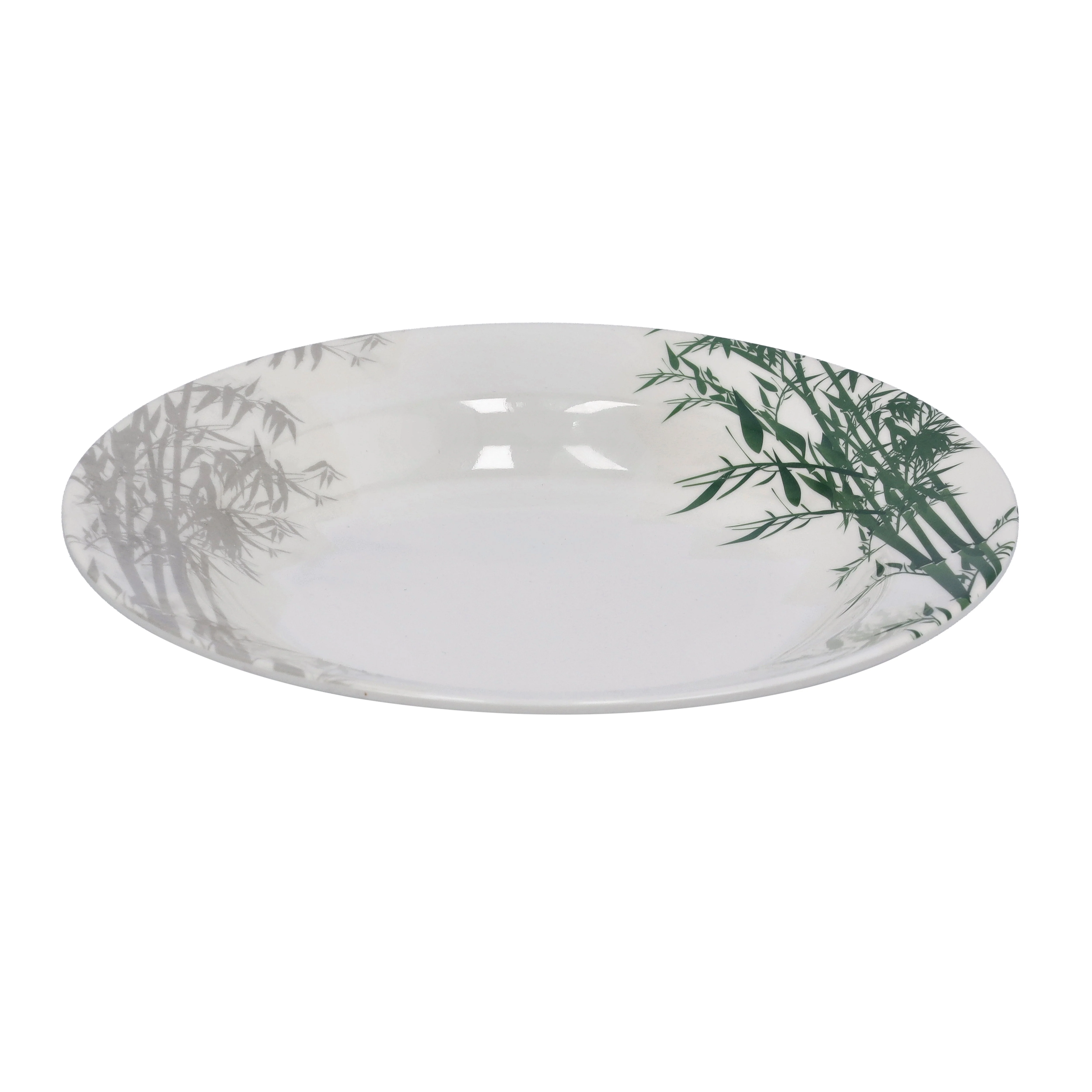 Royalford RF9888 Melamineware Soup Plate | 8 Inch Elegant White Soup Plate with Bamboo Design | Durable Lightweight Break Resistant Tableware for Daily Dining Serving