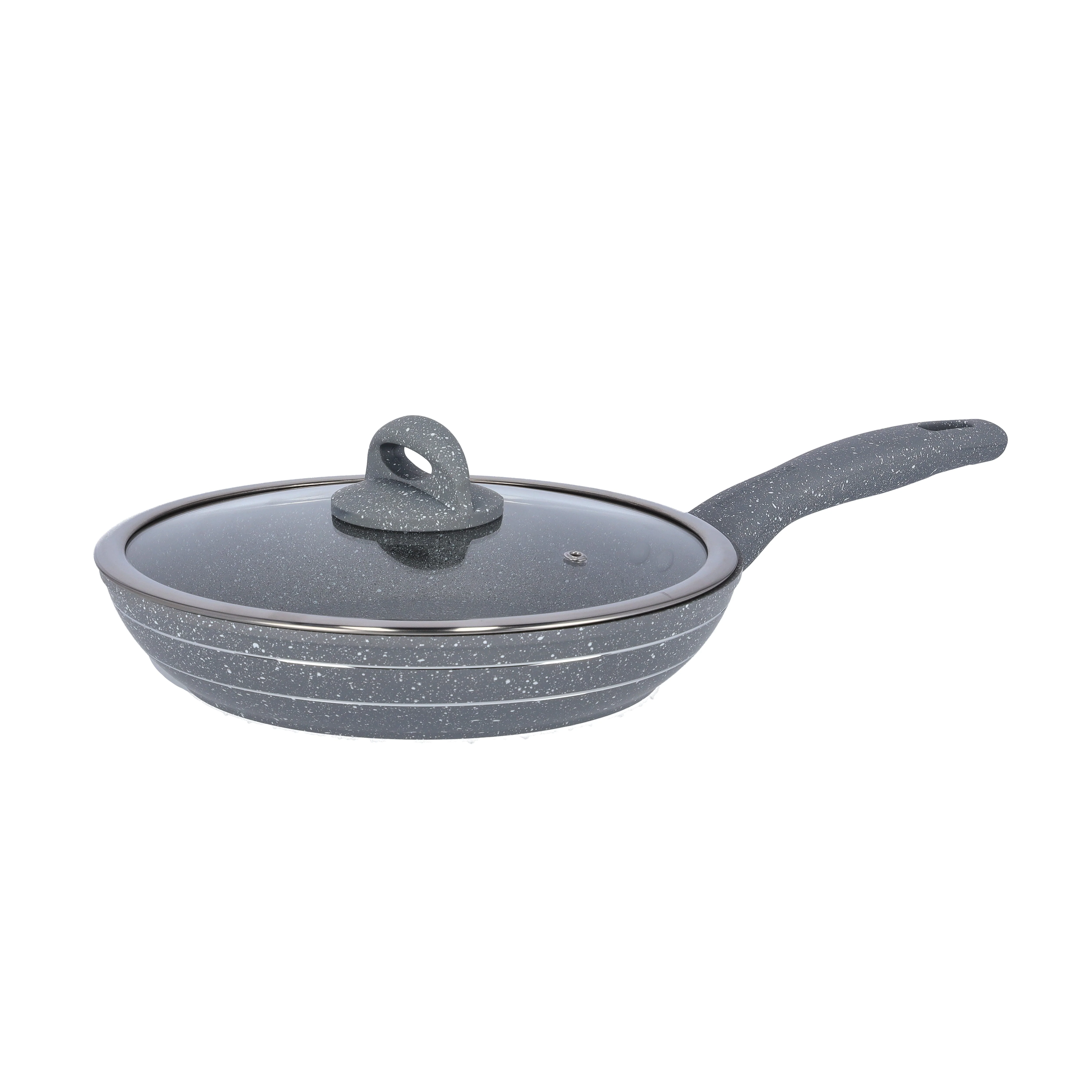 Royalford RF9952 Smart Granite Series Frypan with Lid | 5-Layer Forged Aluminium Non-Stick Pan| Induction Compatible Base| Durable Granite Coating & Ergonomic Handle