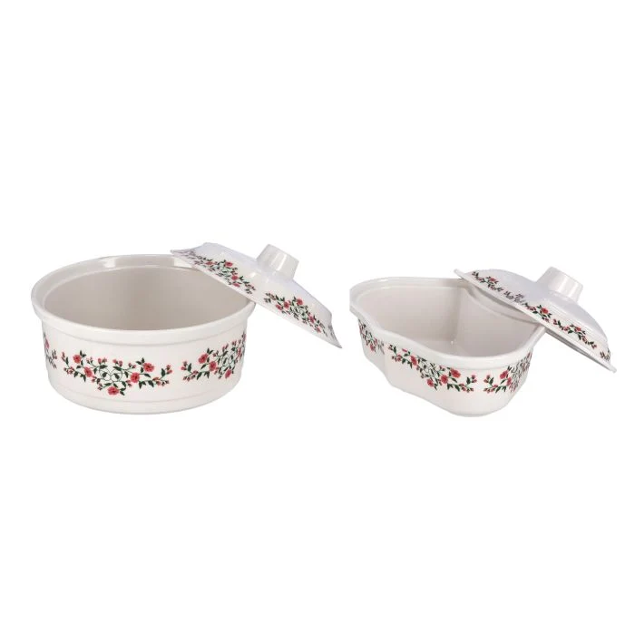 Royalford RF9993 14-Piece Revolving Serving Tray Set | Premium Melamine Floral Design | 2-Tier Rotating Tray with Side & Centre Bowls + Lids | Ideal for Parties & Dining - Image 5